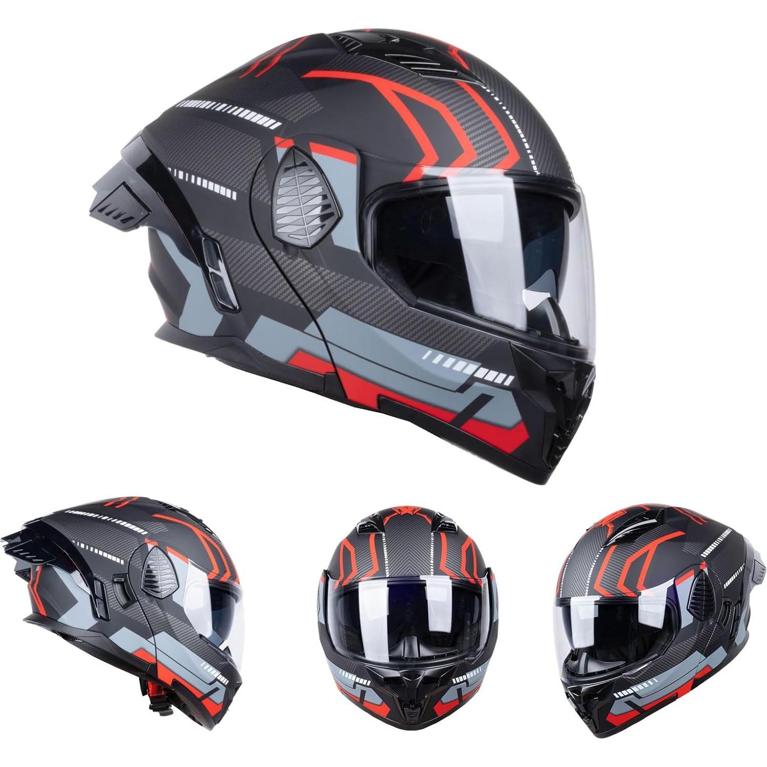 Casco Modular AceRide KYE-hel Doble Visor Negro Mate XL
