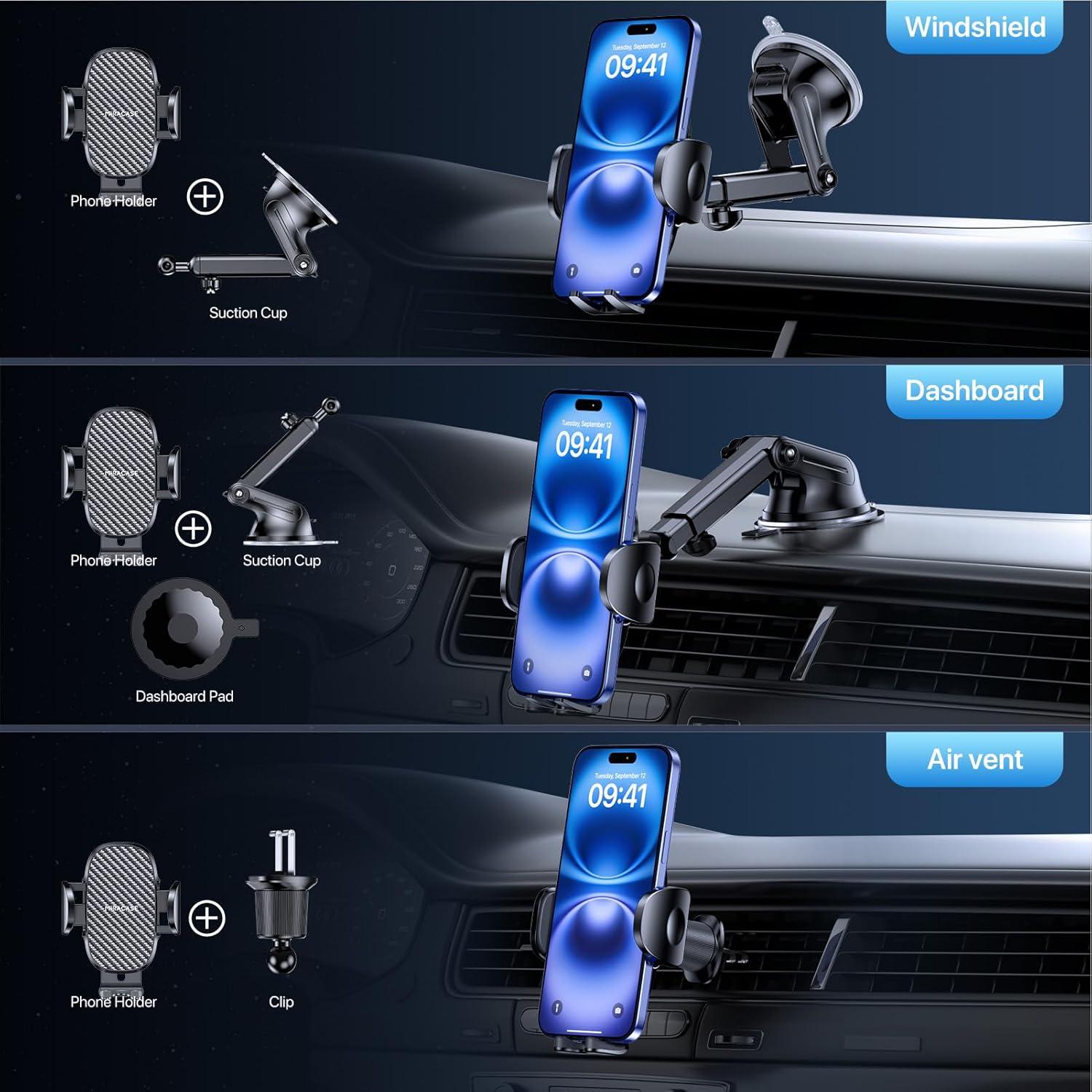 Soporte para Teléfonos en Coche Miracase 3 en 1 Ajustable