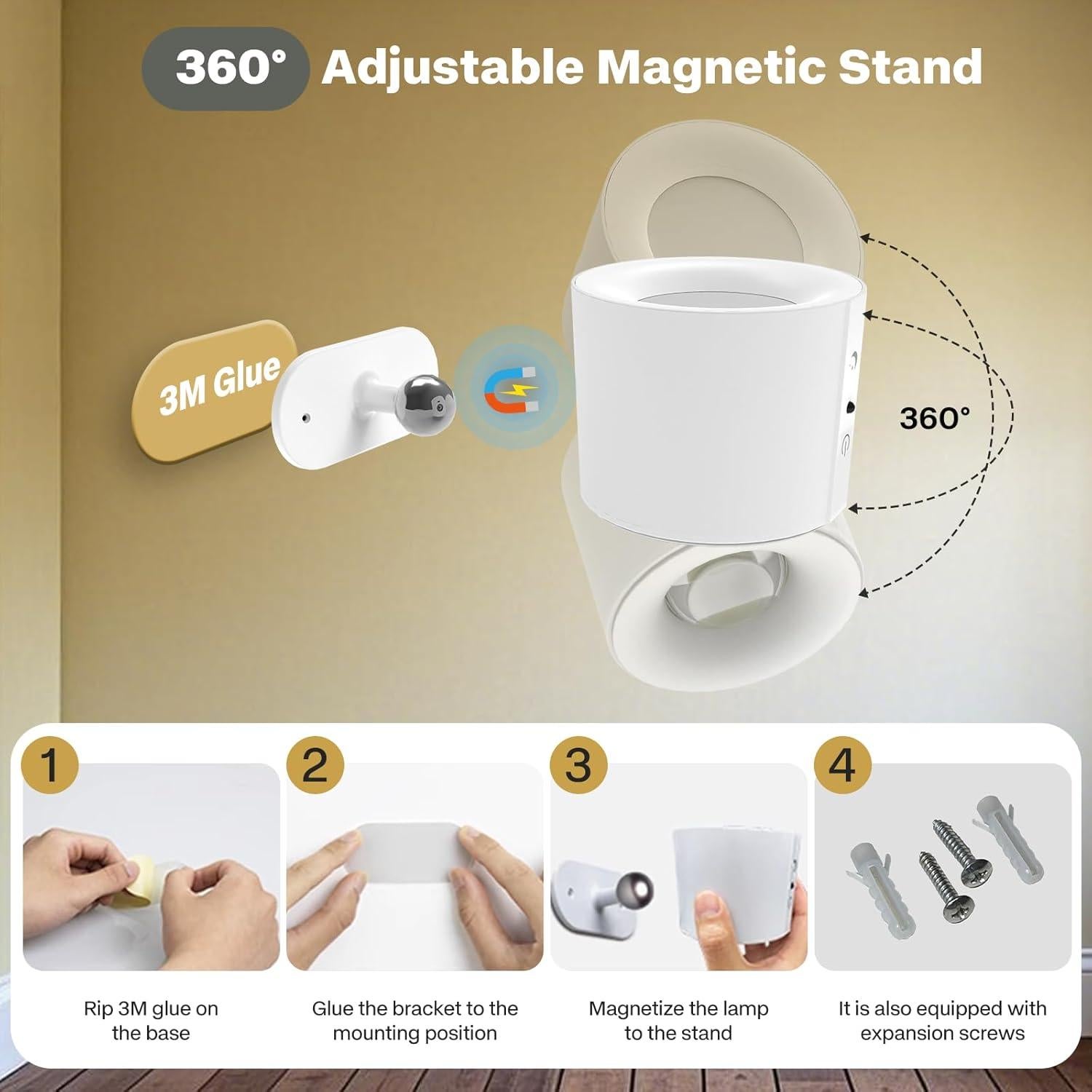 Foco LED Recargable GRLCLGT Doble Luz Magnético 360° Blanco