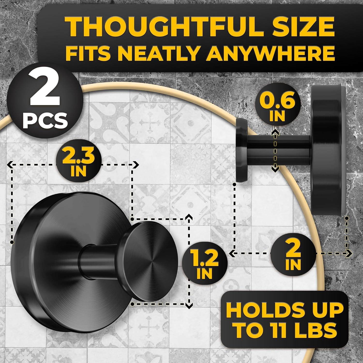 Ganchos de Ducha Novsix - 2 Piezas Ventosa Negra Resistente