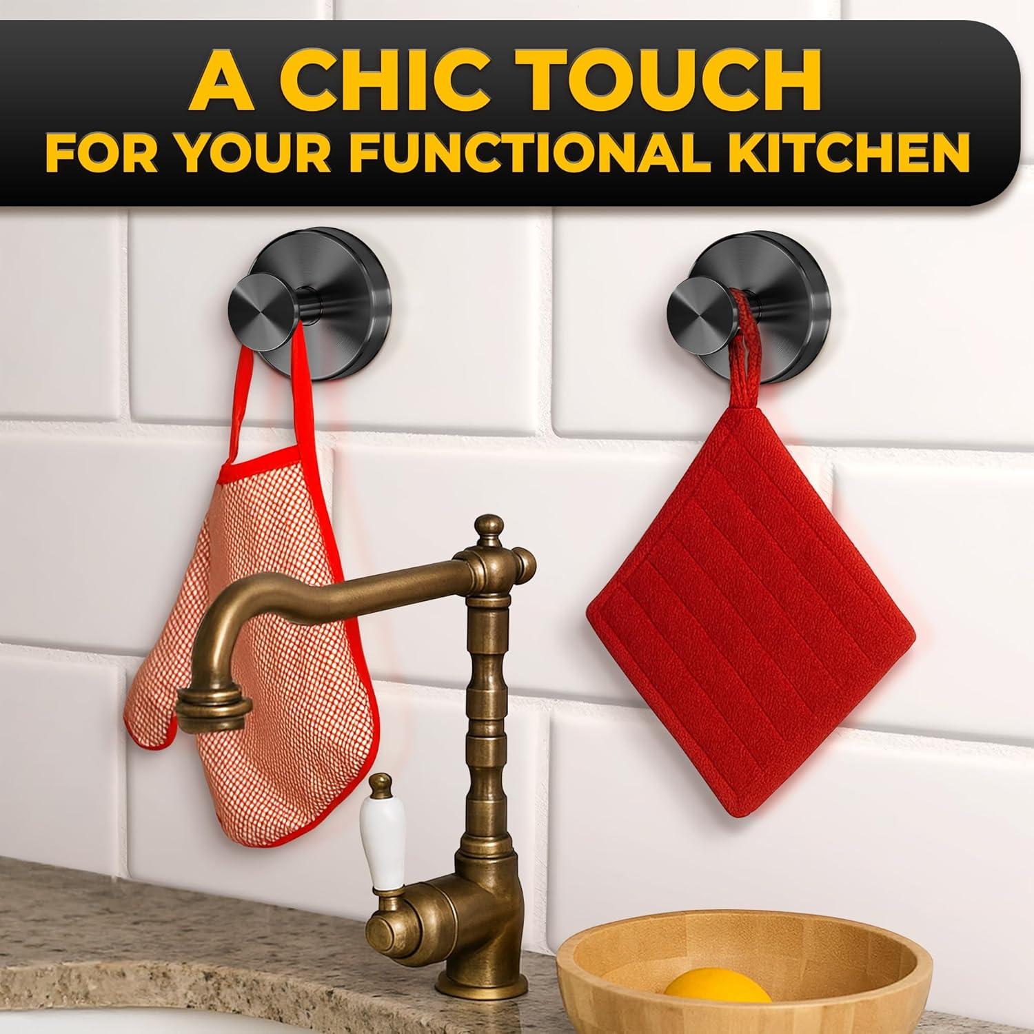 Ganchos de Ducha Novsix - 2 Piezas Ventosa Negra Resistente