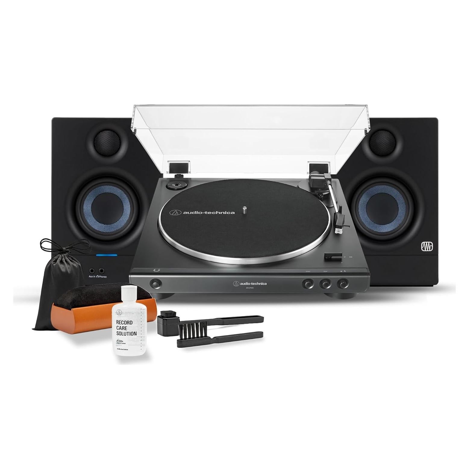 Tocadiscos Automático Audio-Technica AT-LP60X-BK con Monitores