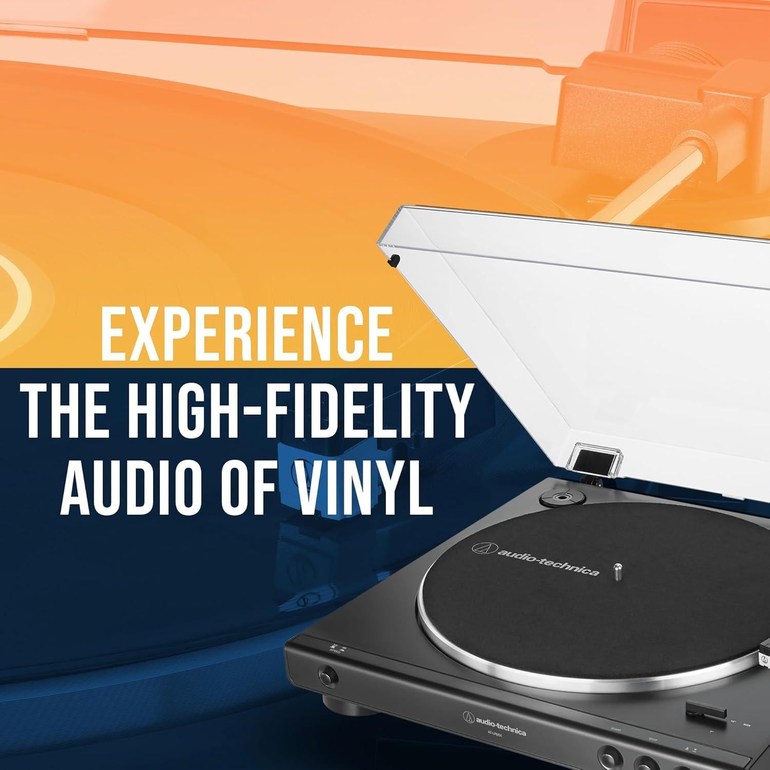 Tocadiscos Automático Audio-Technica AT-LP60X-BK con Monitores
