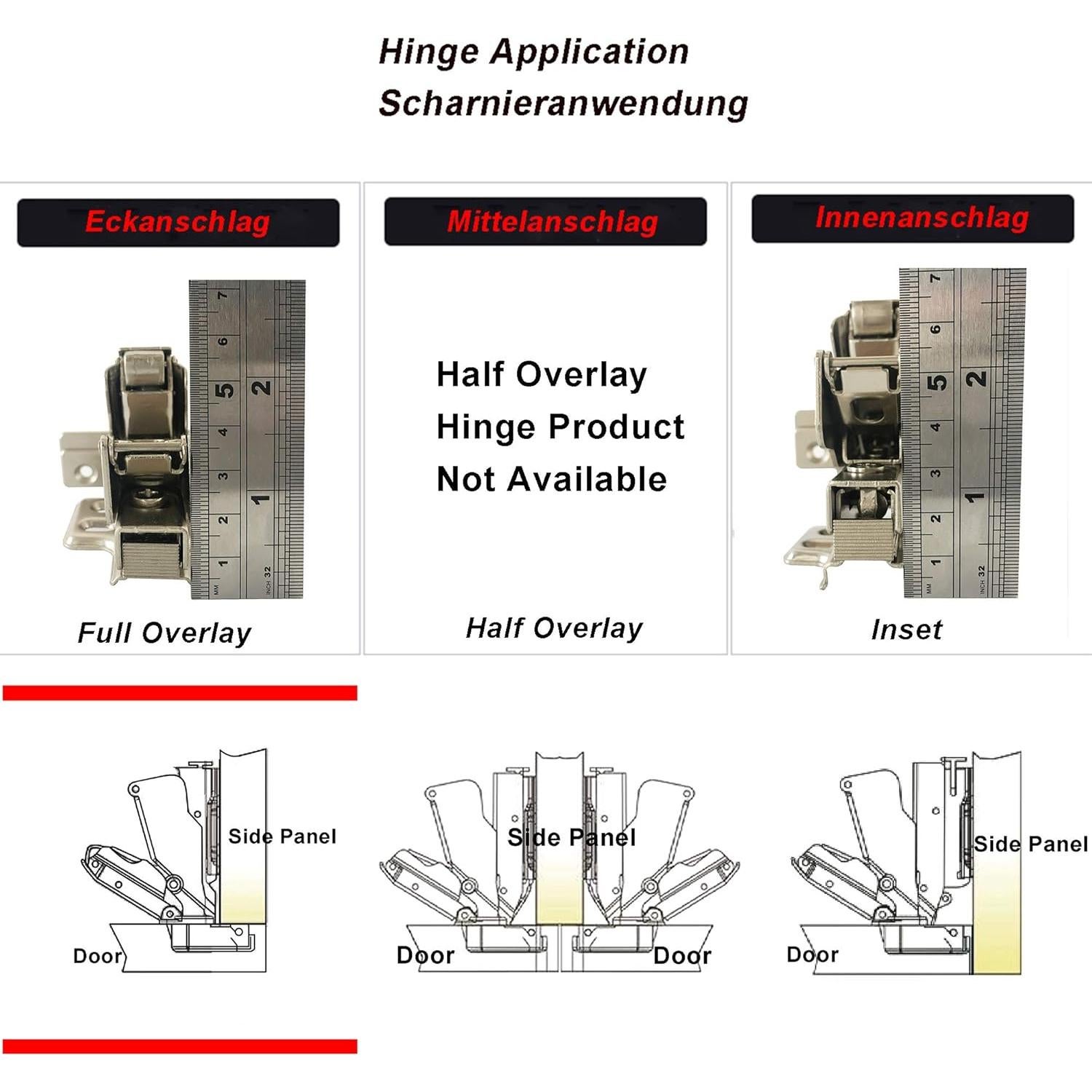 Bisagras de Superposición Completa LIKERAINY 35mm 4 Piezas