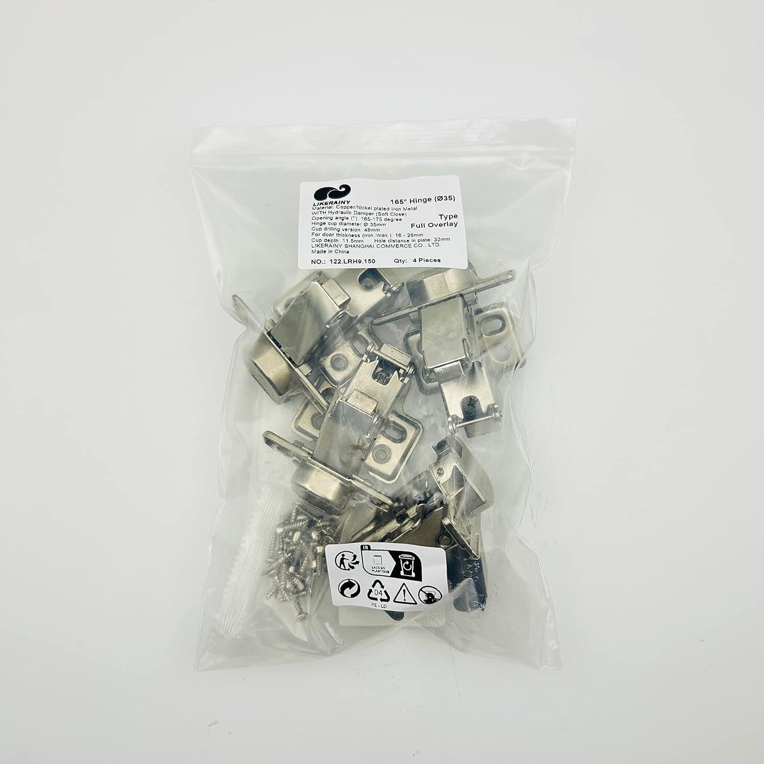 Bisagras de Superposición Completa LIKERAINY 35mm 4 Piezas