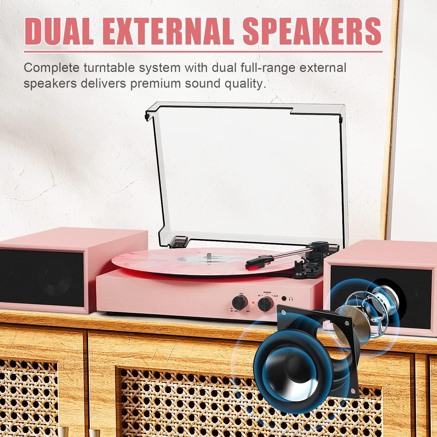 Reproductor de Vinilo TANLANIN TE-003PK Rosa con Bluetooth