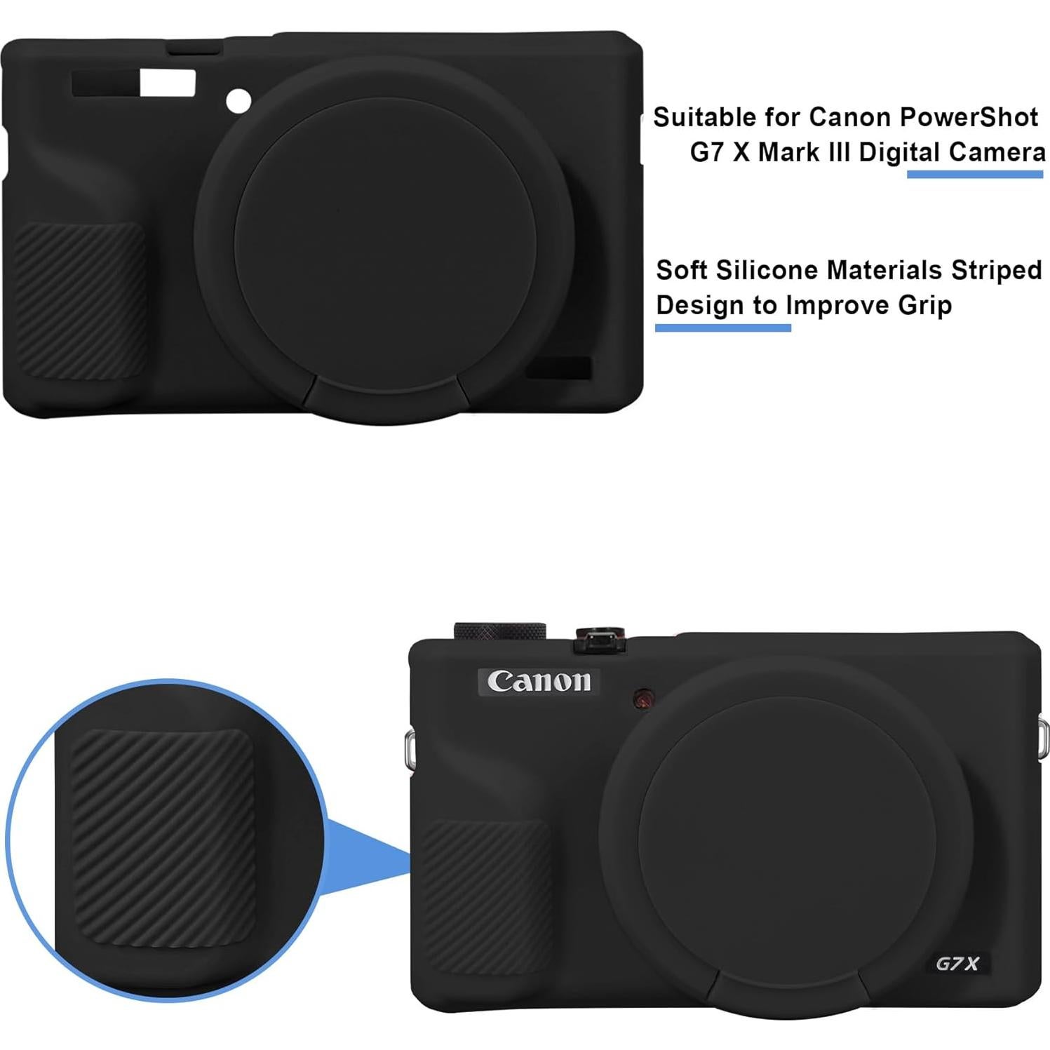 Funda de Silicona Suave Canboc para Canon G7X Mark III - Negra
