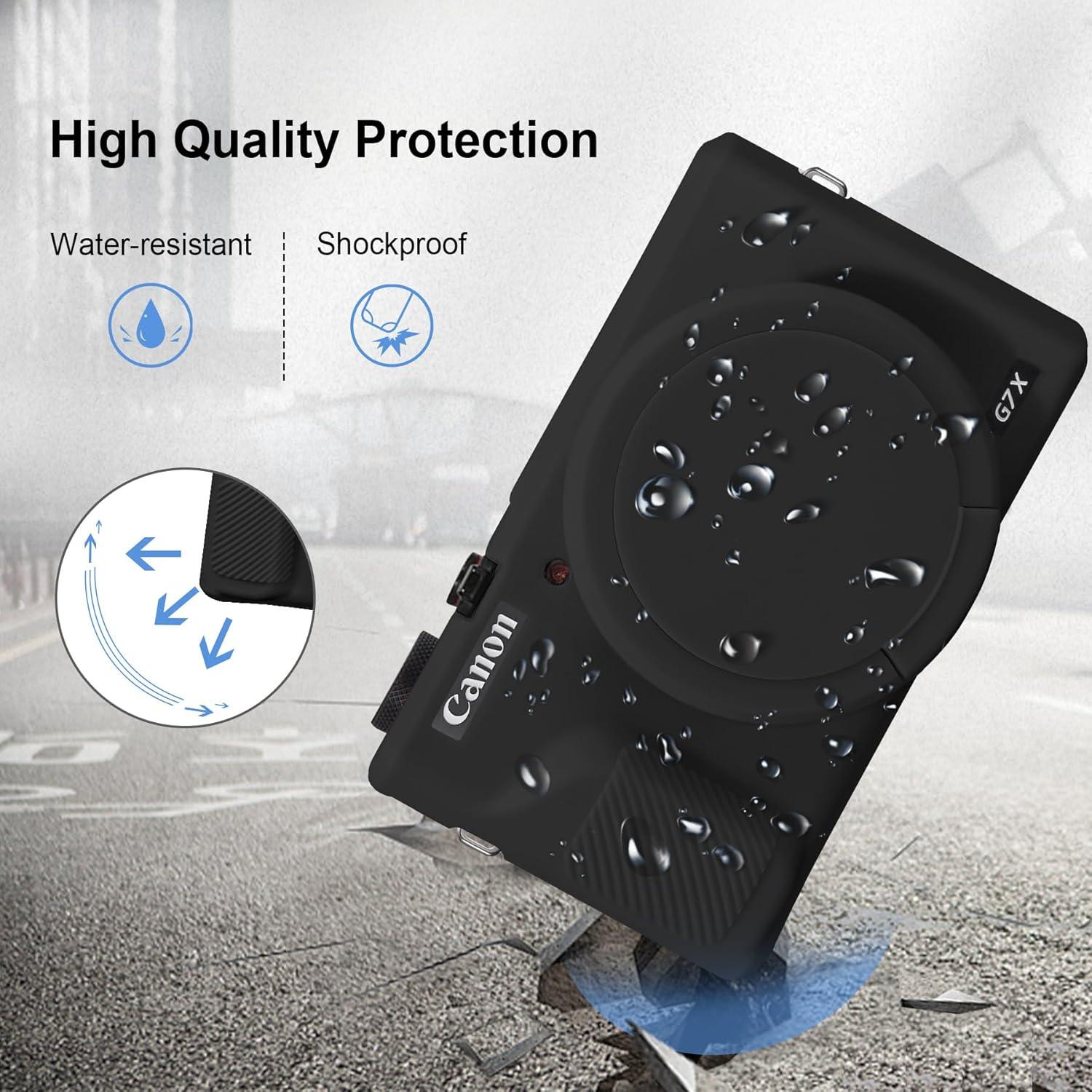 Funda de Silicona Suave Canboc para Canon G7X Mark III - Negra