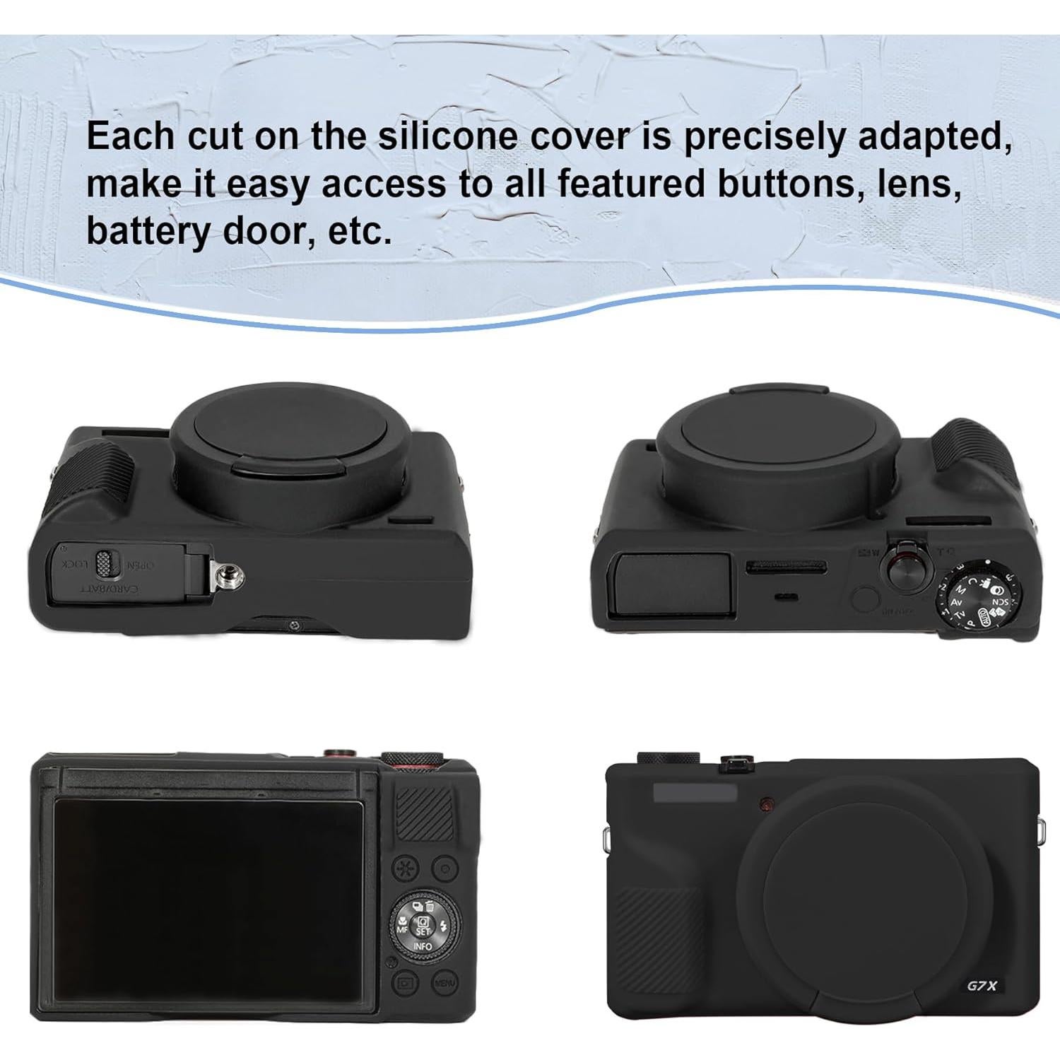 Funda de Silicona Suave Canboc para Canon G7X Mark III - Negra