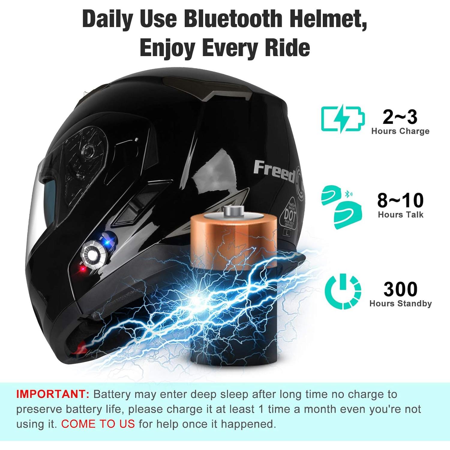 Casco Bluetooth FreedConn BM2-S Modular Mediano Negro Brillante