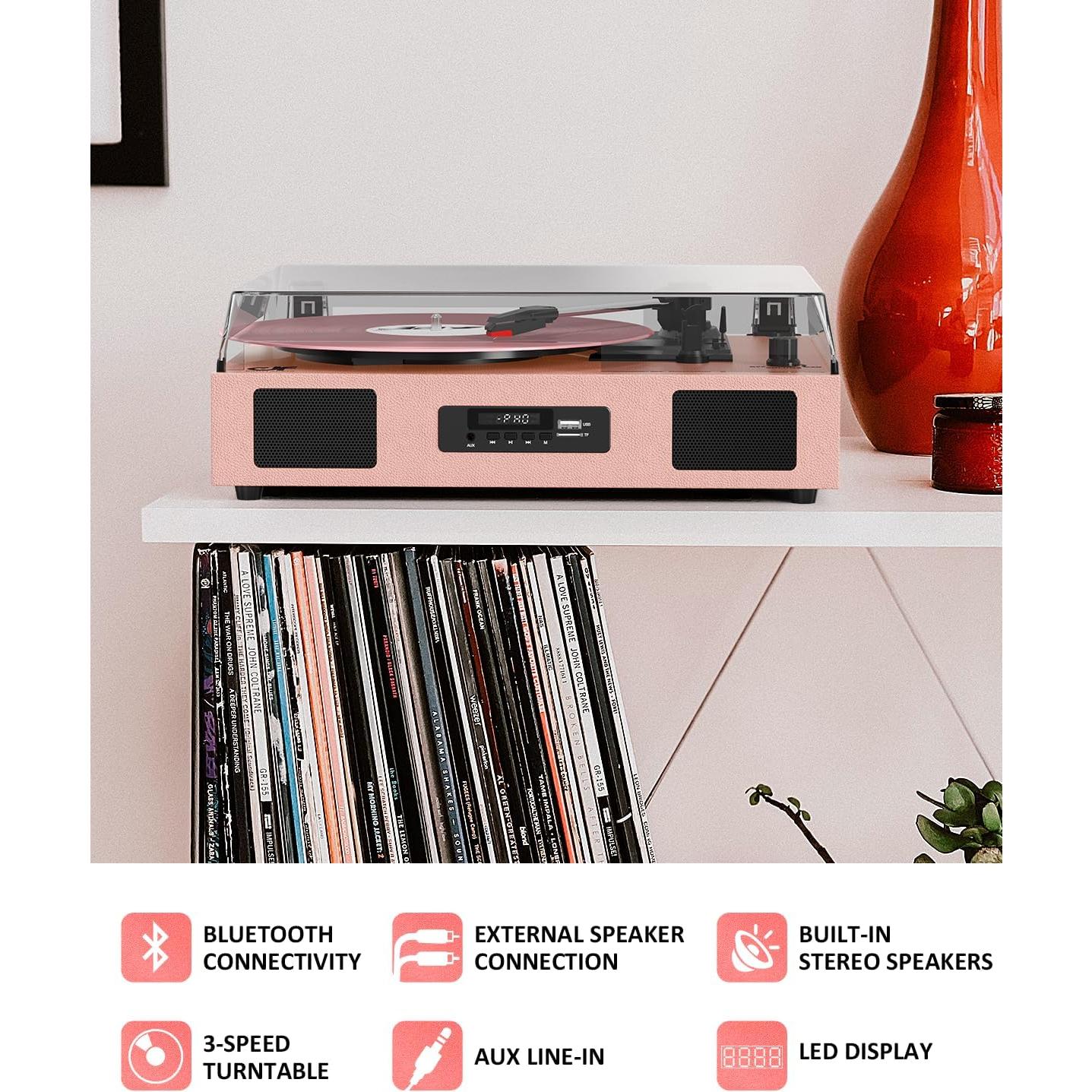 Reproductor de Vinilo Bluetooth DANFI AUDIO TE-2017 Rosa