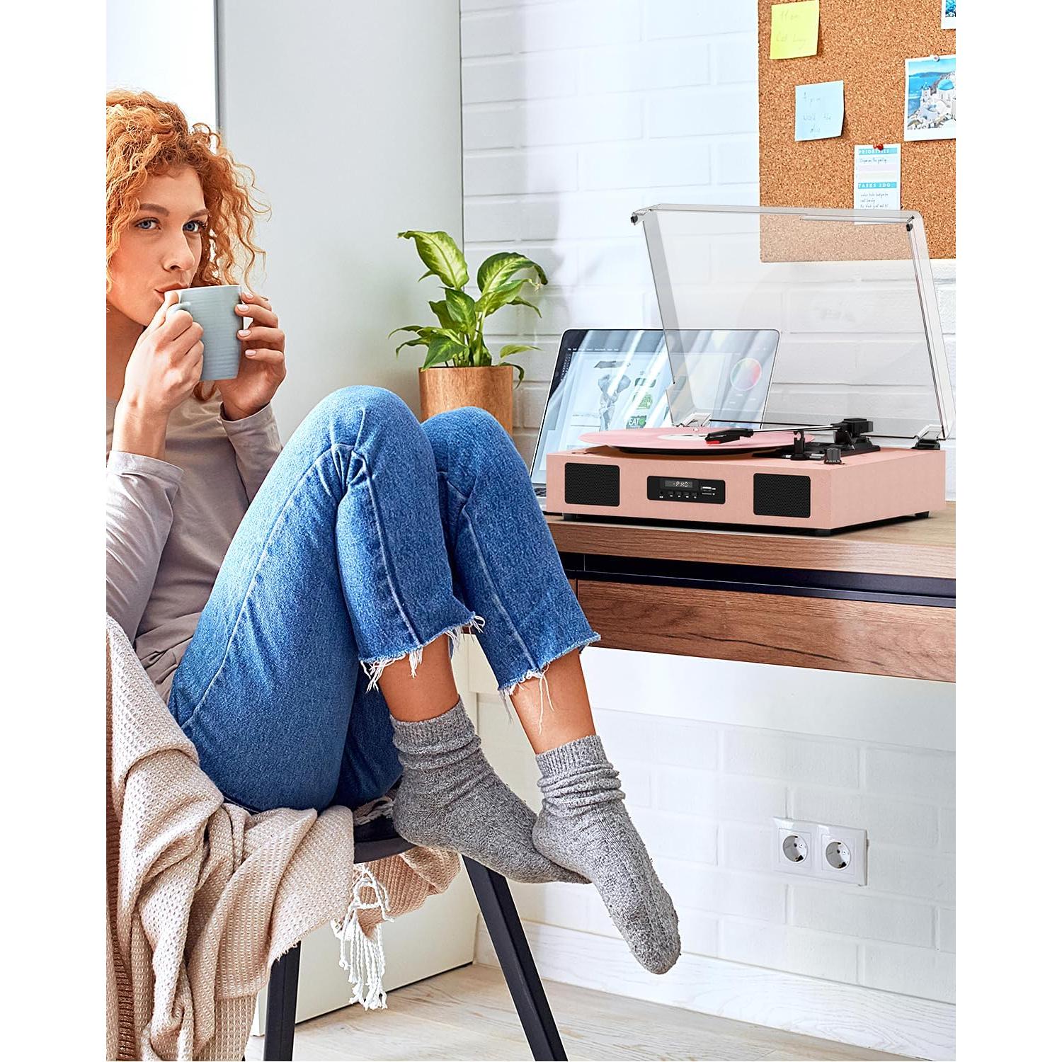 Reproductor de Vinilo Bluetooth DANFI AUDIO TE-2017 Rosa