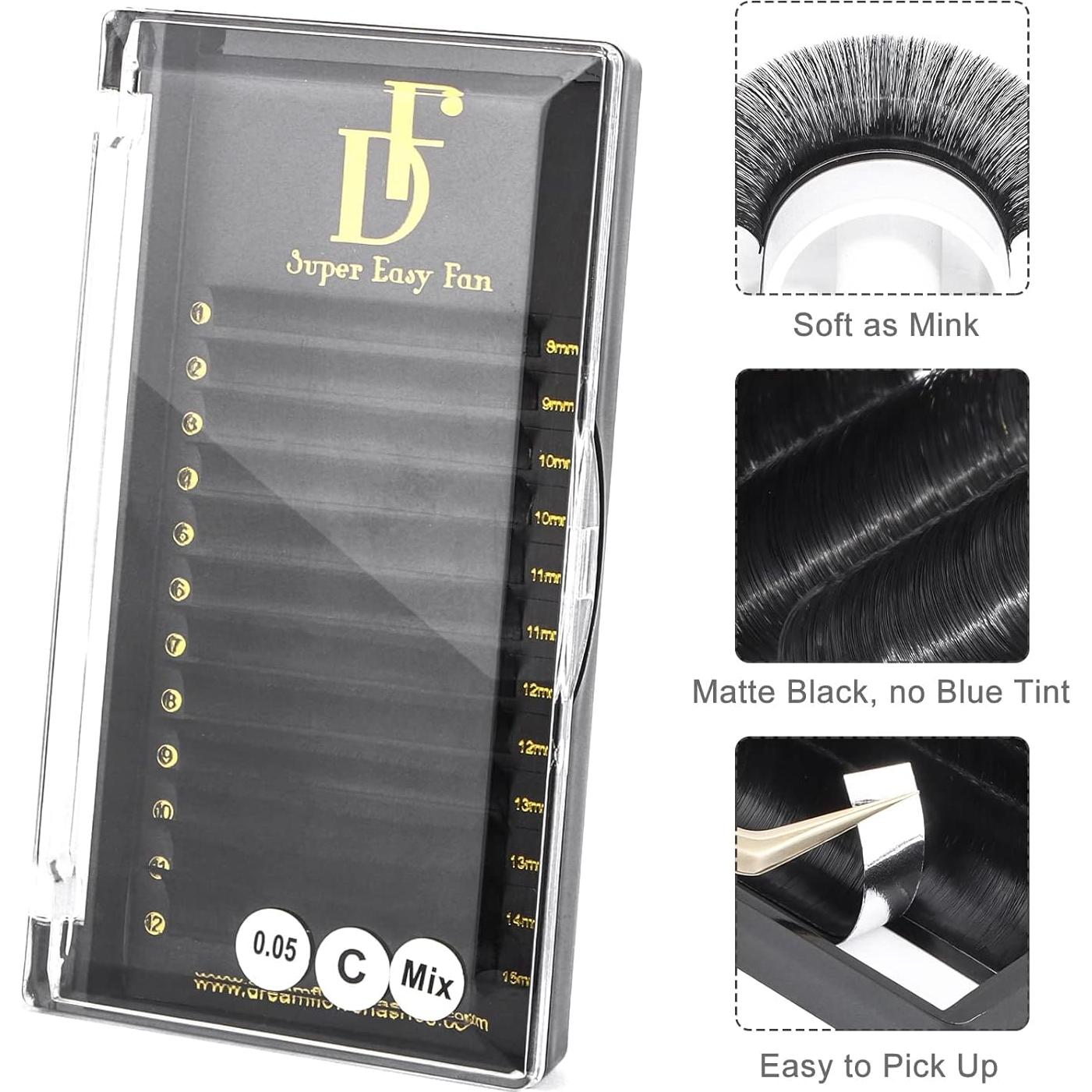 Extensiones de Pestañas Volumen Easy Fan 0.03 C 10mm DF touchjoy