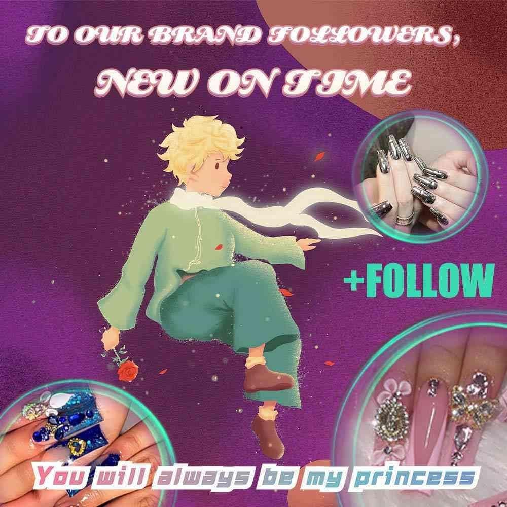 Uñas Postizas Largas QQPPOLIU Diseño Geométrico 1102 24 Piezas