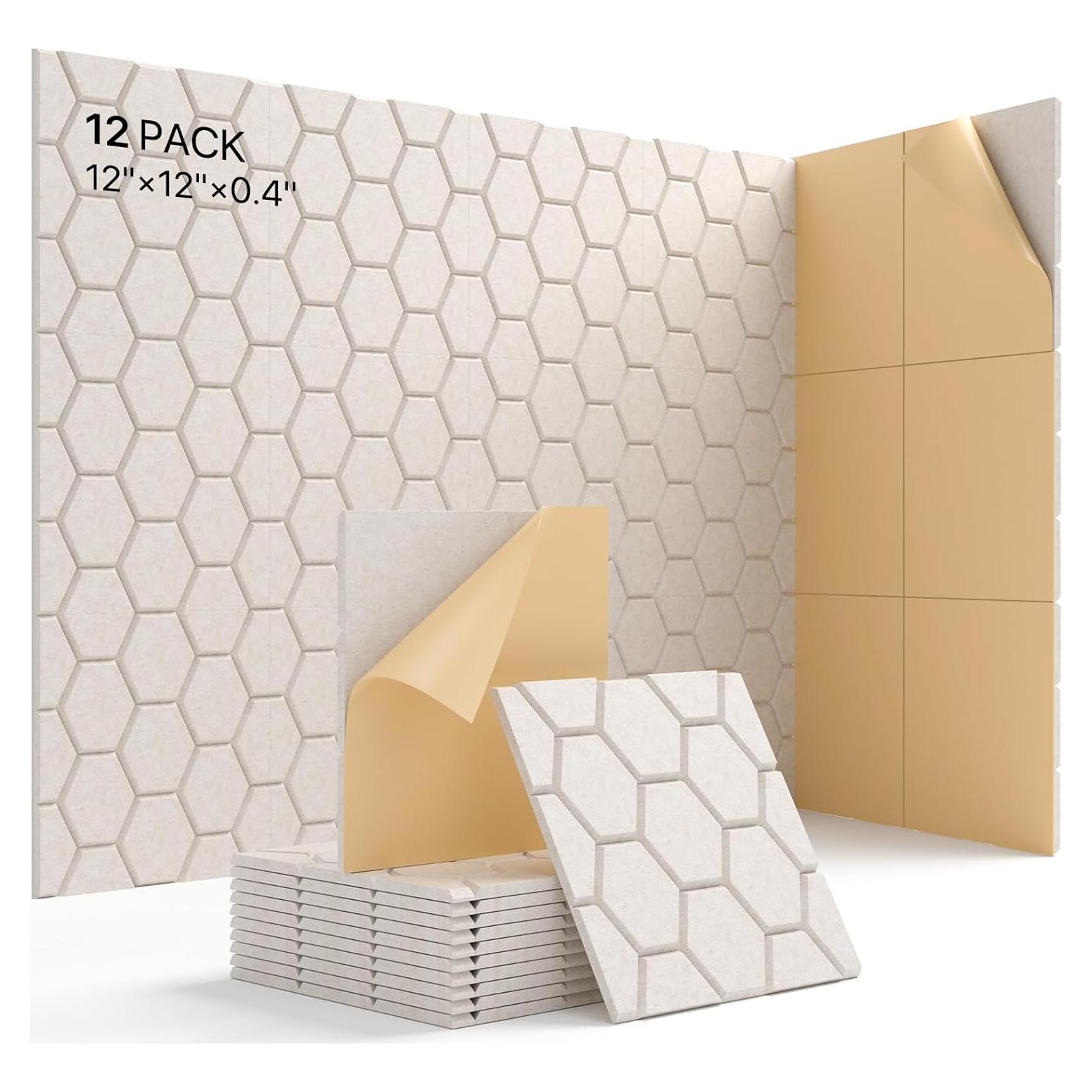 Paneles Acústicos Kuchoow 12 Piezas 30.48cm Beige Aislantes