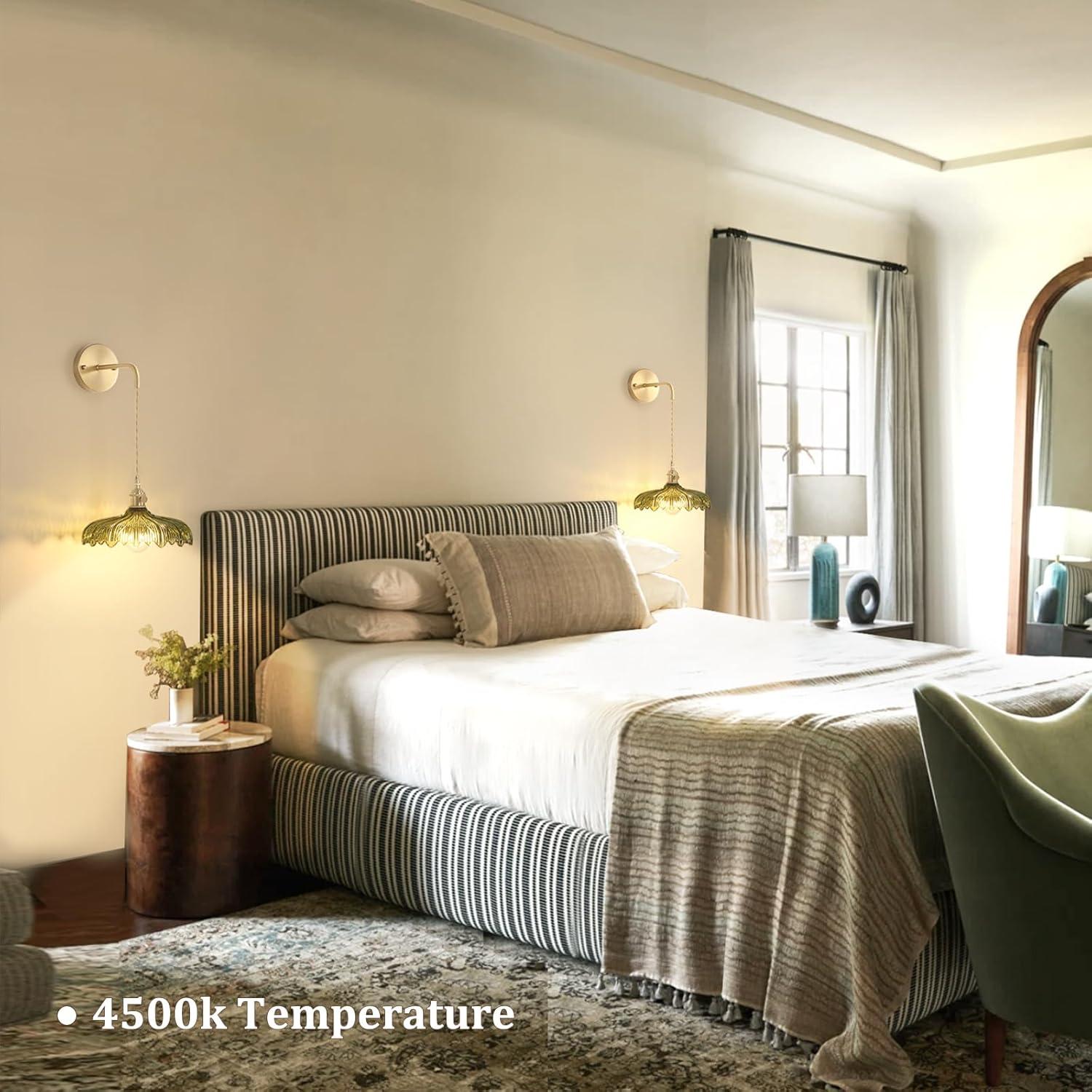 Aplique de Pared Vintage Shenmoyl Verde con Pantalla de Vidrio