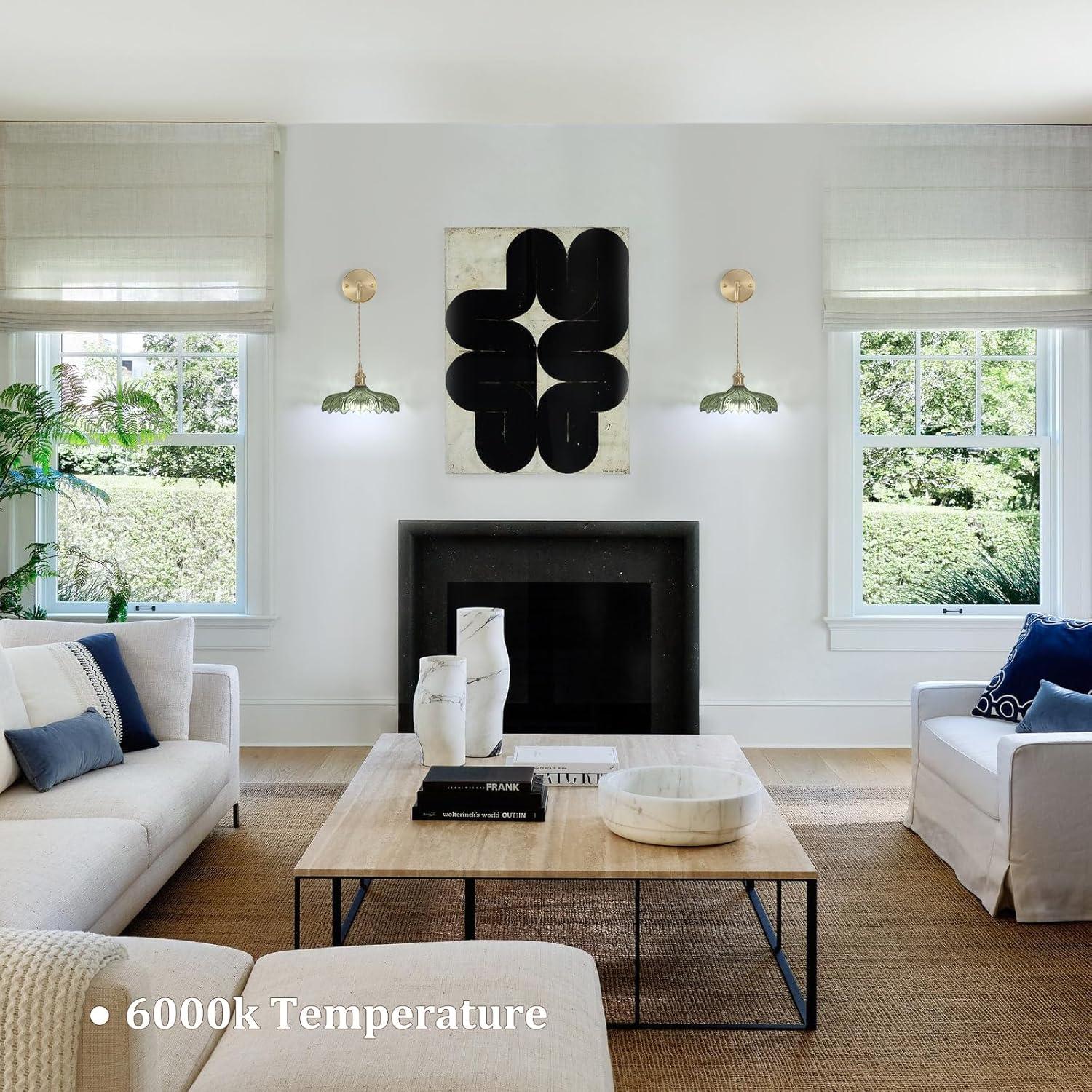 Aplique de Pared Vintage Shenmoyl Verde con Pantalla de Vidrio