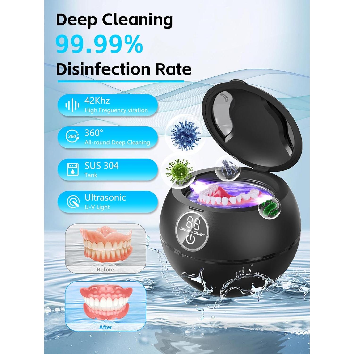 Limpiador Ultrasónico SENYUHAI 180ml para Dentaduras y Joyería