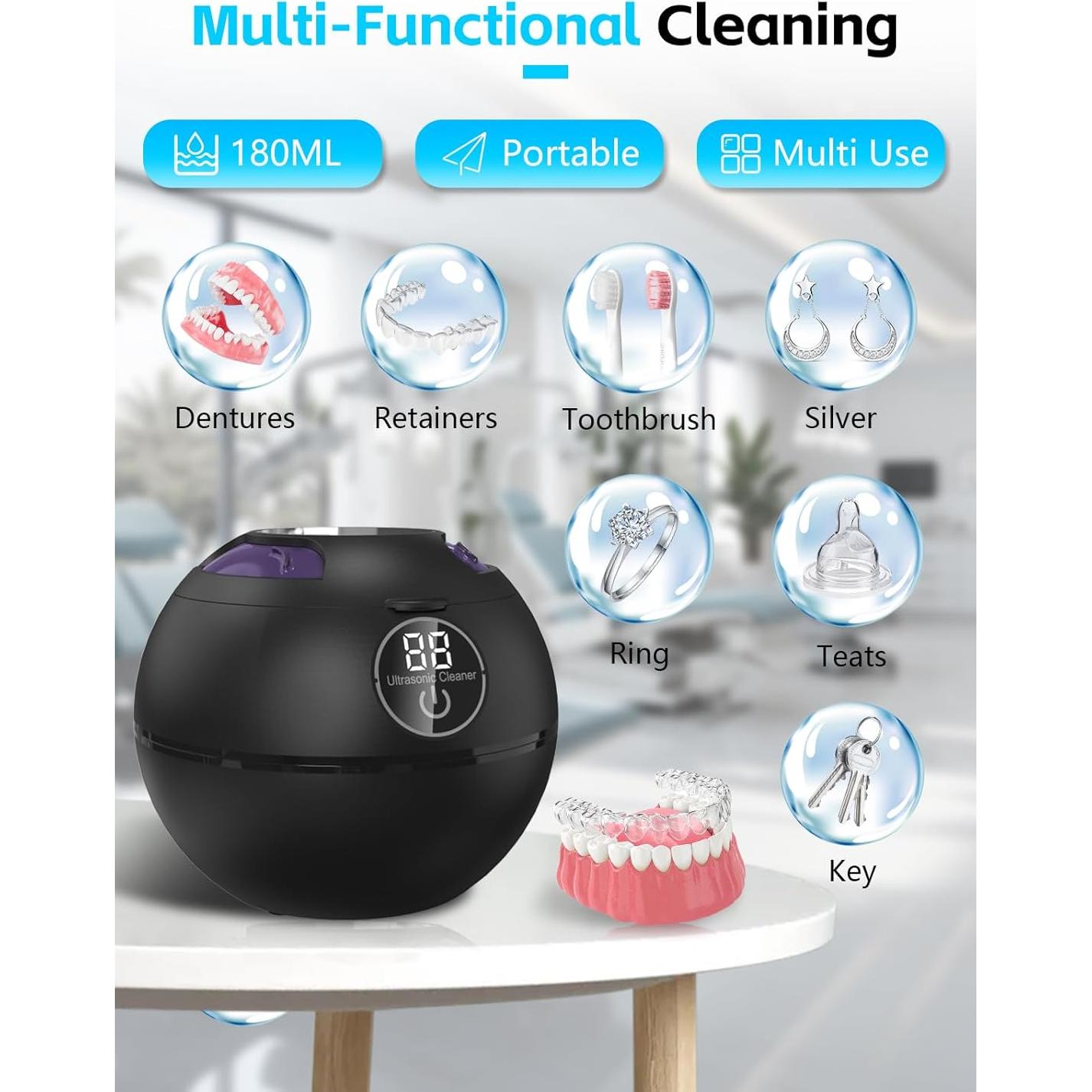 Limpiador Ultrasónico SENYUHAI 180ml para Dentaduras y Joyería