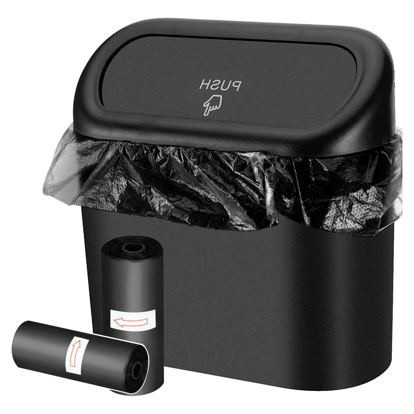 Bote de Basura para Auto Stemni Mini Negro con Tapa y 60 Bolsas