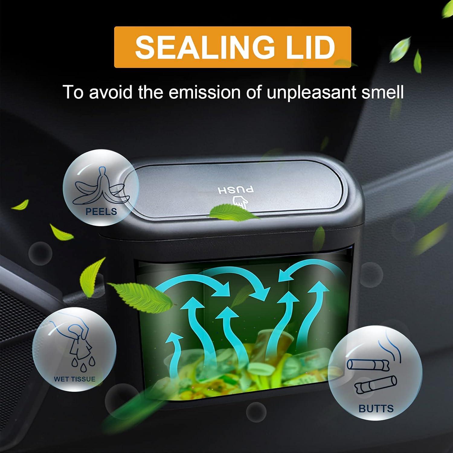 Bote de Basura para Auto Stemni Mini Negro con Tapa y 60 Bolsas