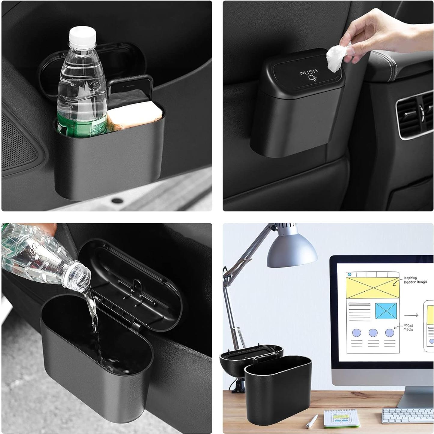 Bote de Basura para Auto Stemni Mini Negro con Tapa y 60 Bolsas