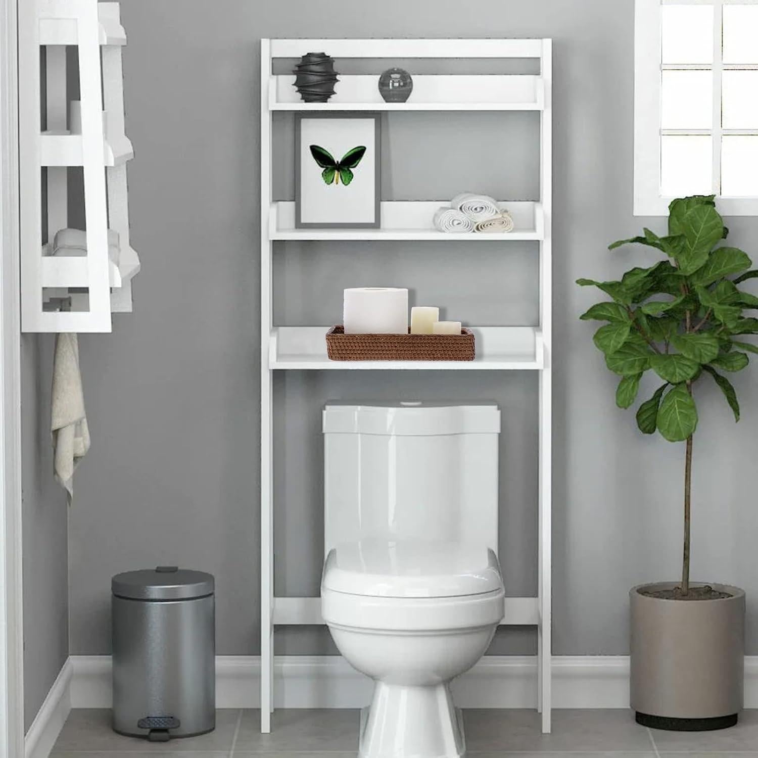 Sumnacon 10 Inch Rattan Bathroom Vanity Tray - Decorative Wicker Toilet Tank Tray for Paper Hand Towel, Vintage Storage Basket Bin for Bathroom Kitchen Toilet Tank Vanity Countertop Table Shelf, Brown