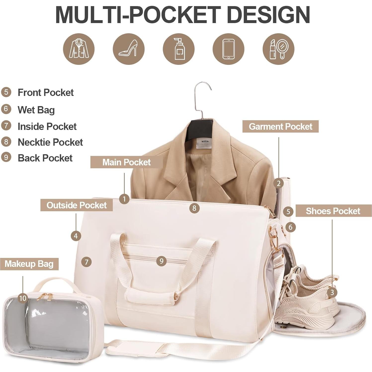 Bolsa de viaje convertible FIXITOK 3 en 1 con puerto USB