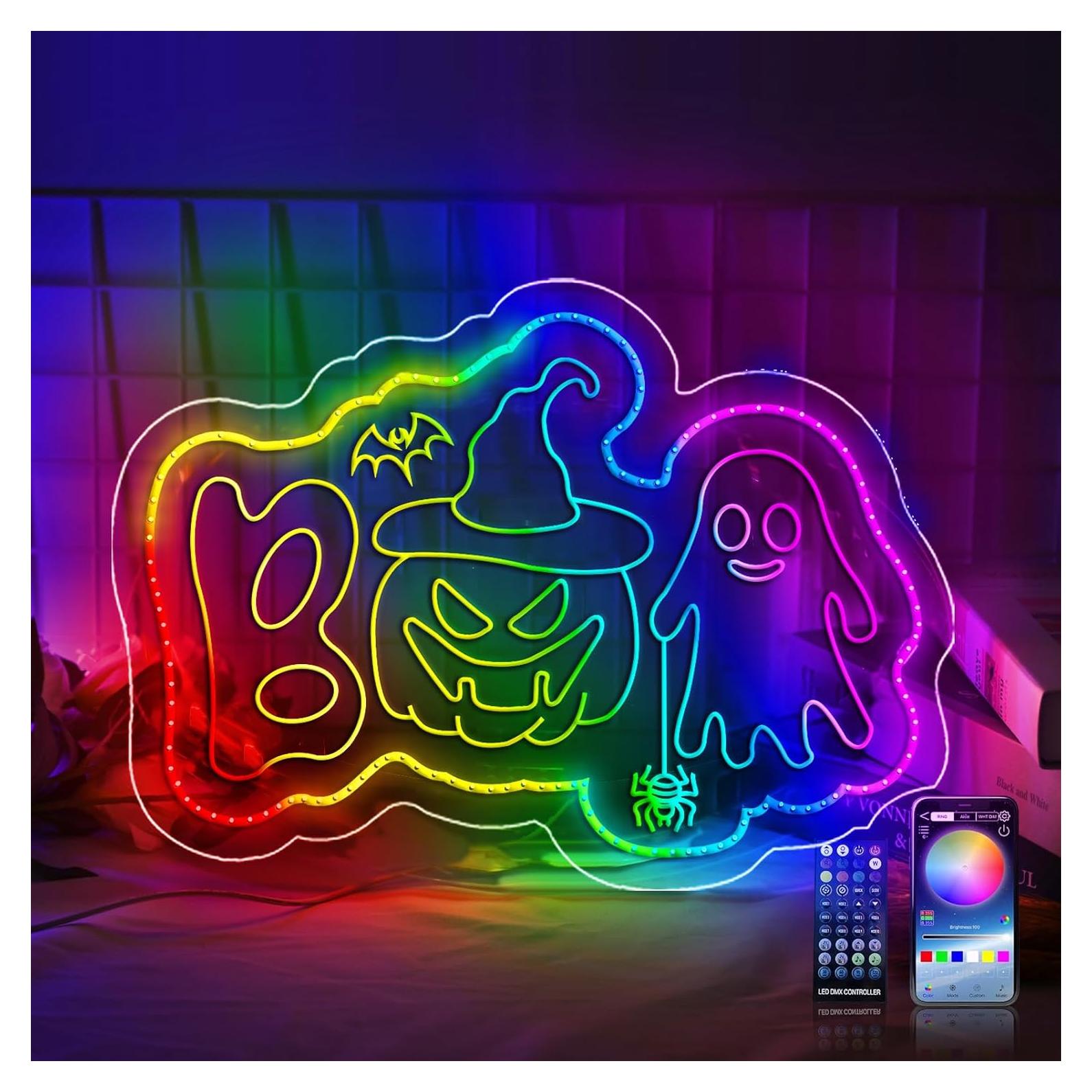 Luz de Neón Halloween BOO Dagelar 41.5x28.9cm USB