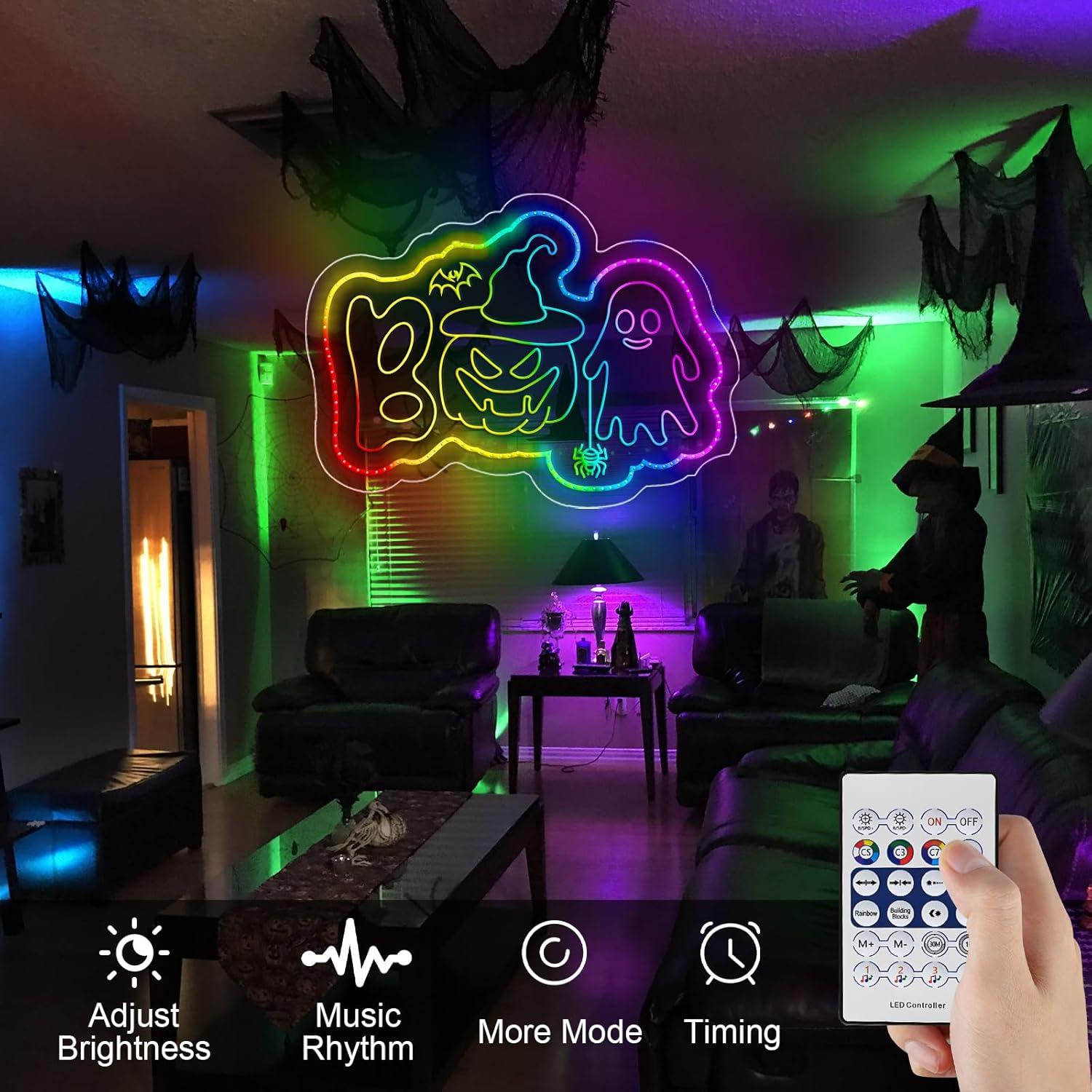 Luz de Neón Halloween BOO Dagelar 41.5x28.9cm USB