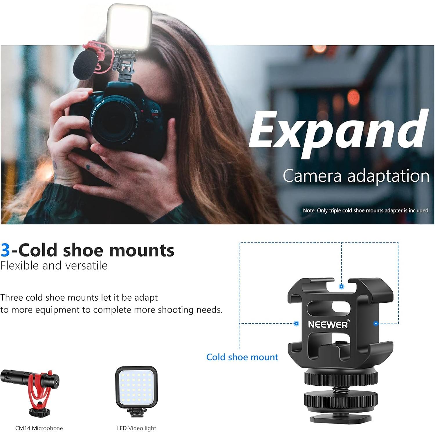 Adaptador de zapata fría NEEWER PT-3 para cámara y micrófono