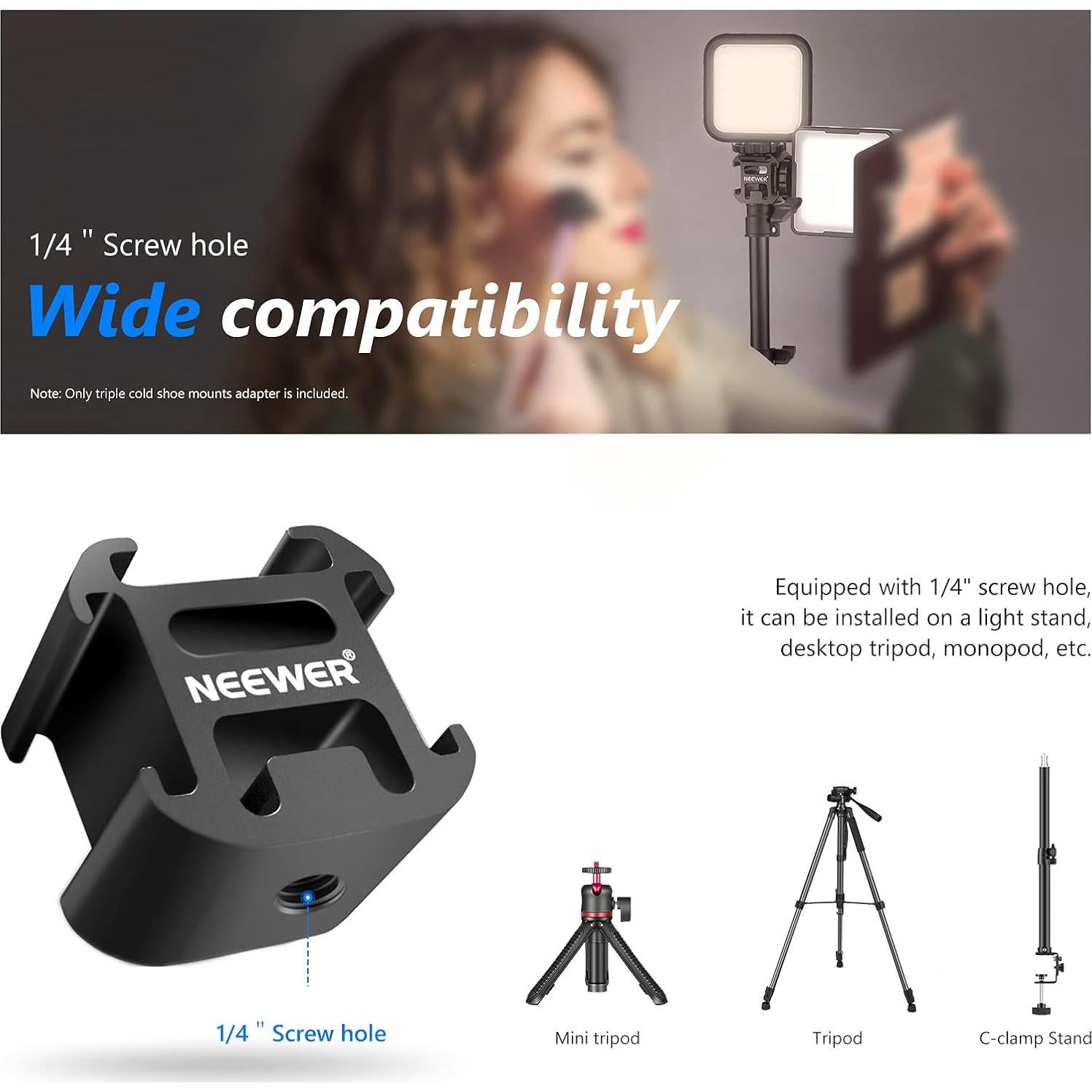 Adaptador de zapata fría NEEWER PT-3 para cámara y micrófono