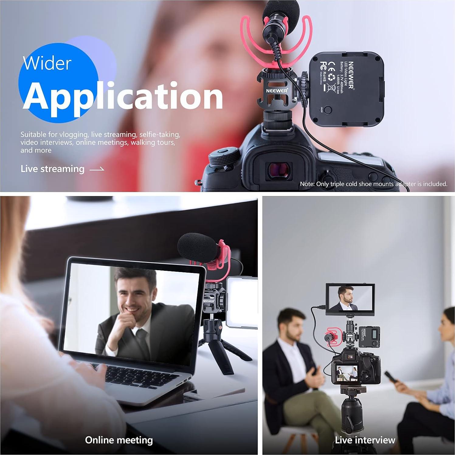 Adaptador de zapata fría NEEWER PT-3 para cámara y micrófono