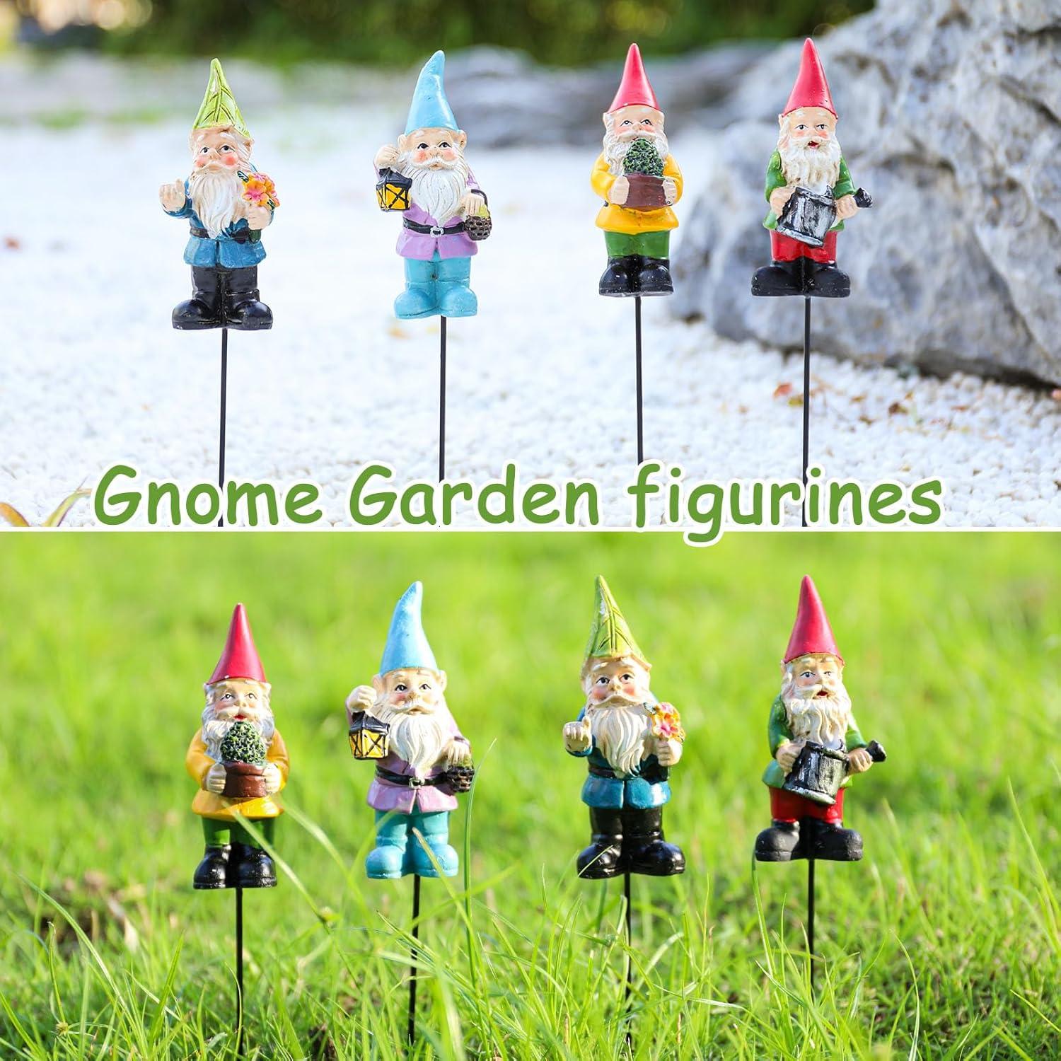 Estatuas de Gnomos de Jardín Ovewios - 4 Piezas Resina 22.86 cm