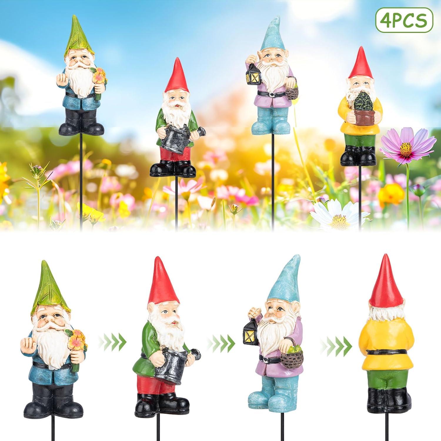 Estatuas de Gnomos de Jardín Ovewios - 4 Piezas Resina 22.86 cm