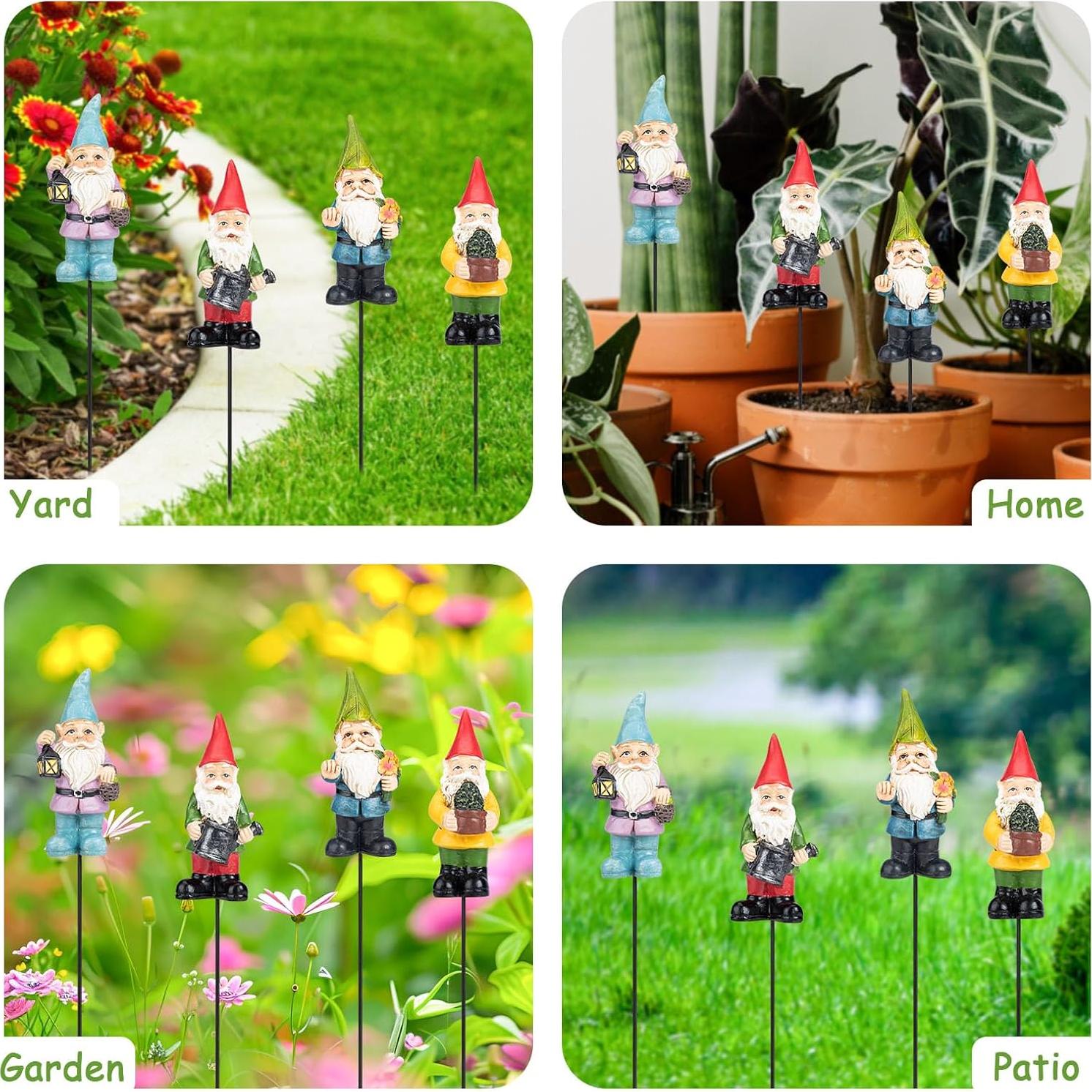 Estatuas de Gnomos de Jardín Ovewios - 4 Piezas Resina 22.86 cm