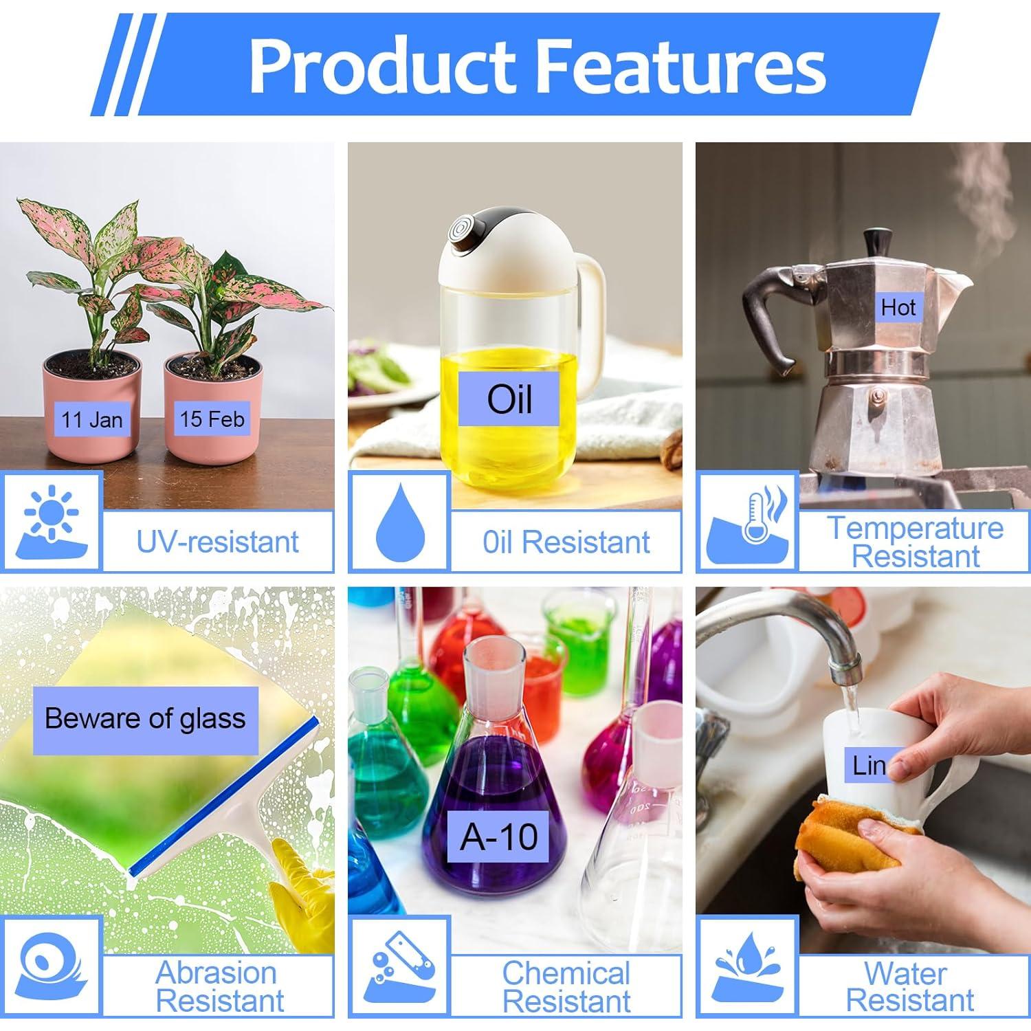 6 Cintas de Etiqueta USUPERINK TZe-551 24mm Negro sobre Azul