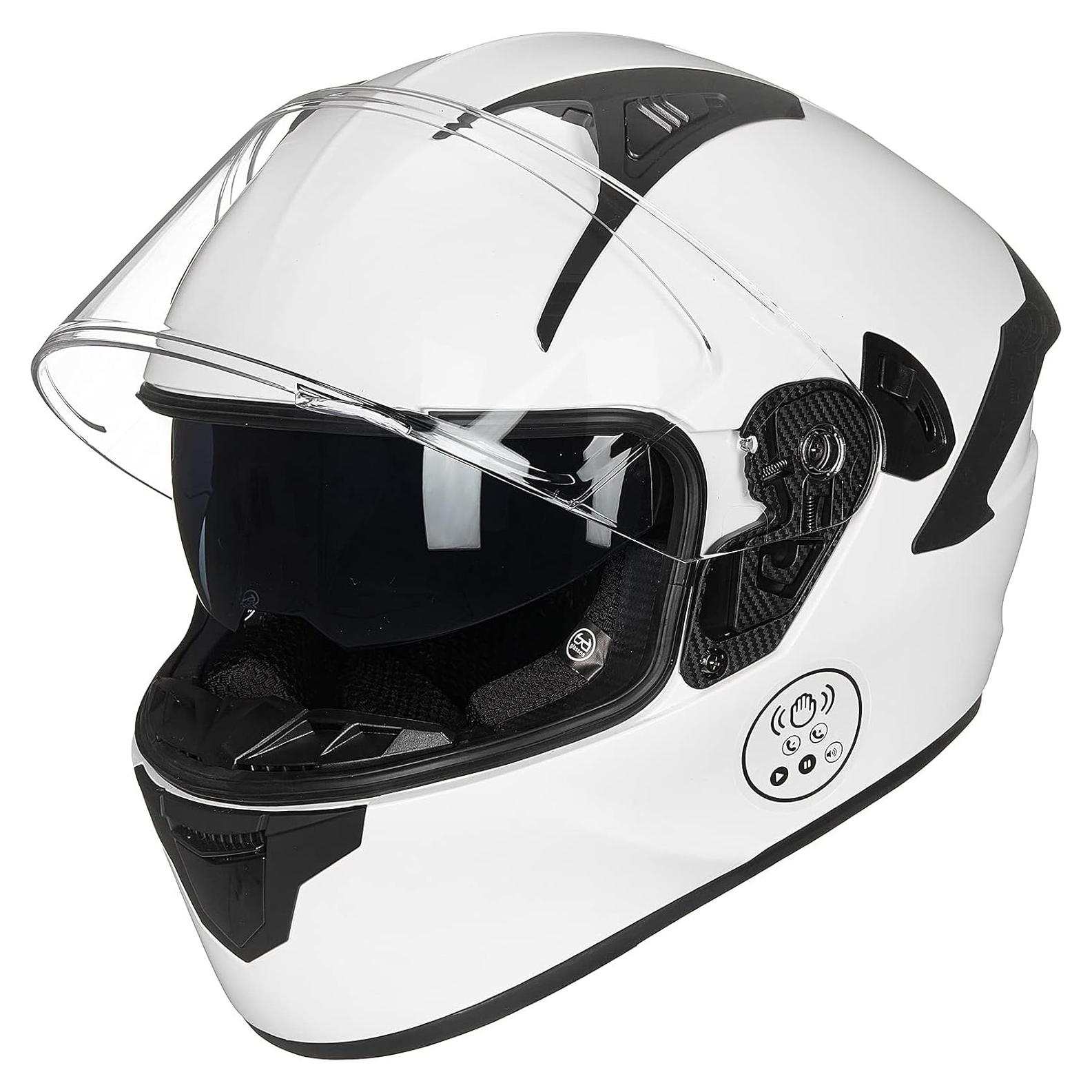 Casco de Moto ILM X9 Bluetooth Doble Visor Blanco S