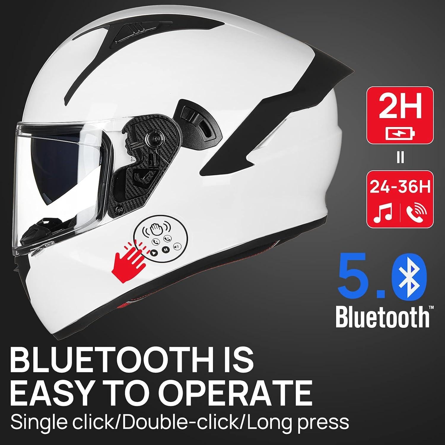 Casco de Moto ILM X9 Bluetooth Doble Visor Blanco S