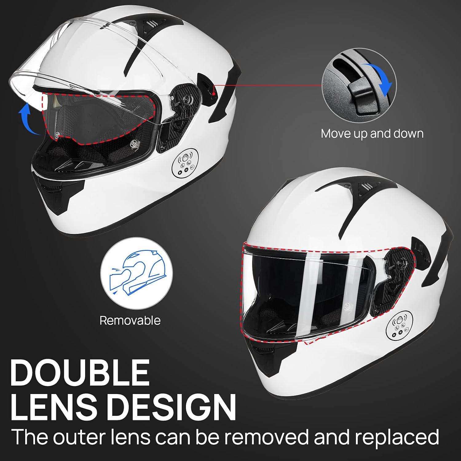 Casco de Moto ILM X9 Bluetooth Doble Visor Blanco S