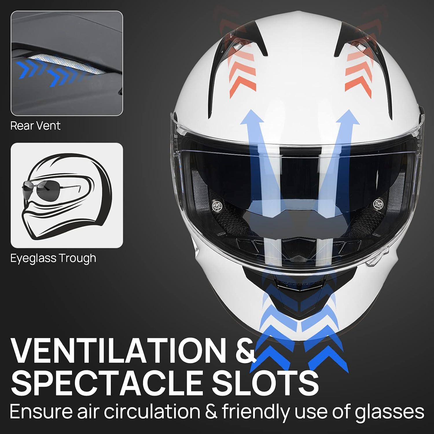 Casco de Moto ILM X9 Bluetooth Doble Visor Blanco S