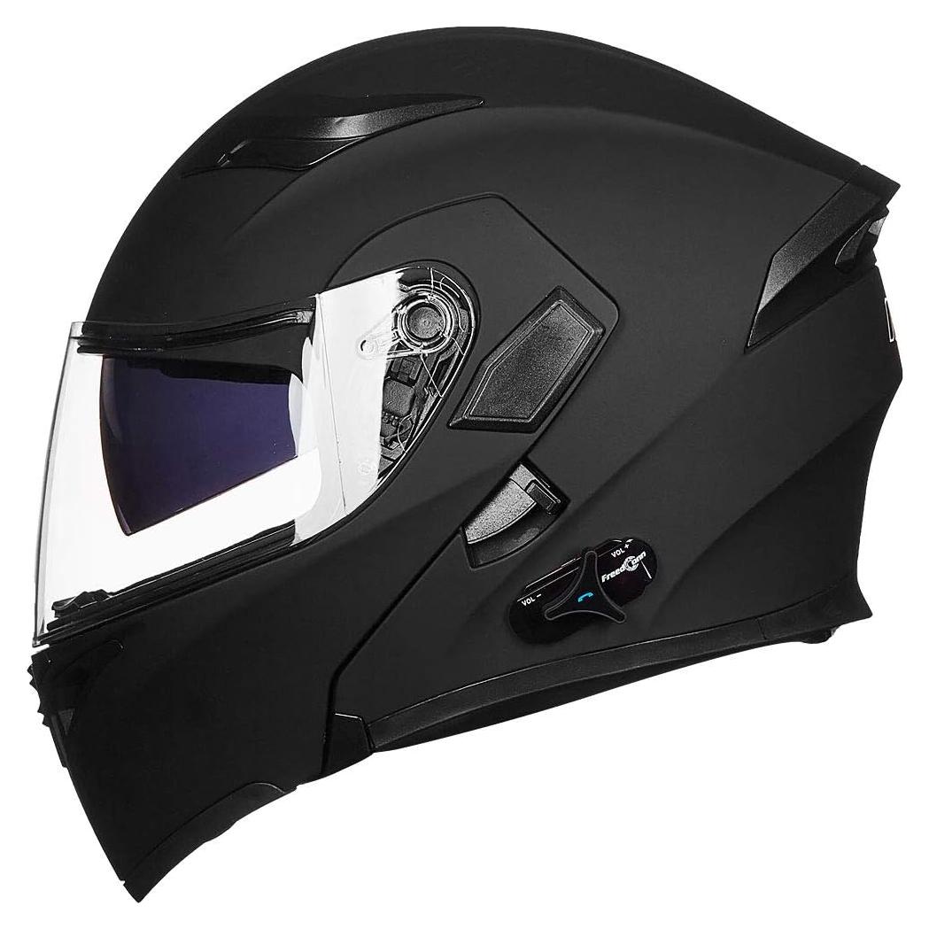 Casco de Motocicleta Bluetooth ILM 902BT Negro Mate Grande