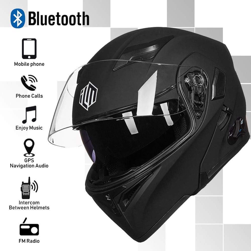 Casco de Motocicleta Bluetooth ILM 902BT Negro Mate Grande