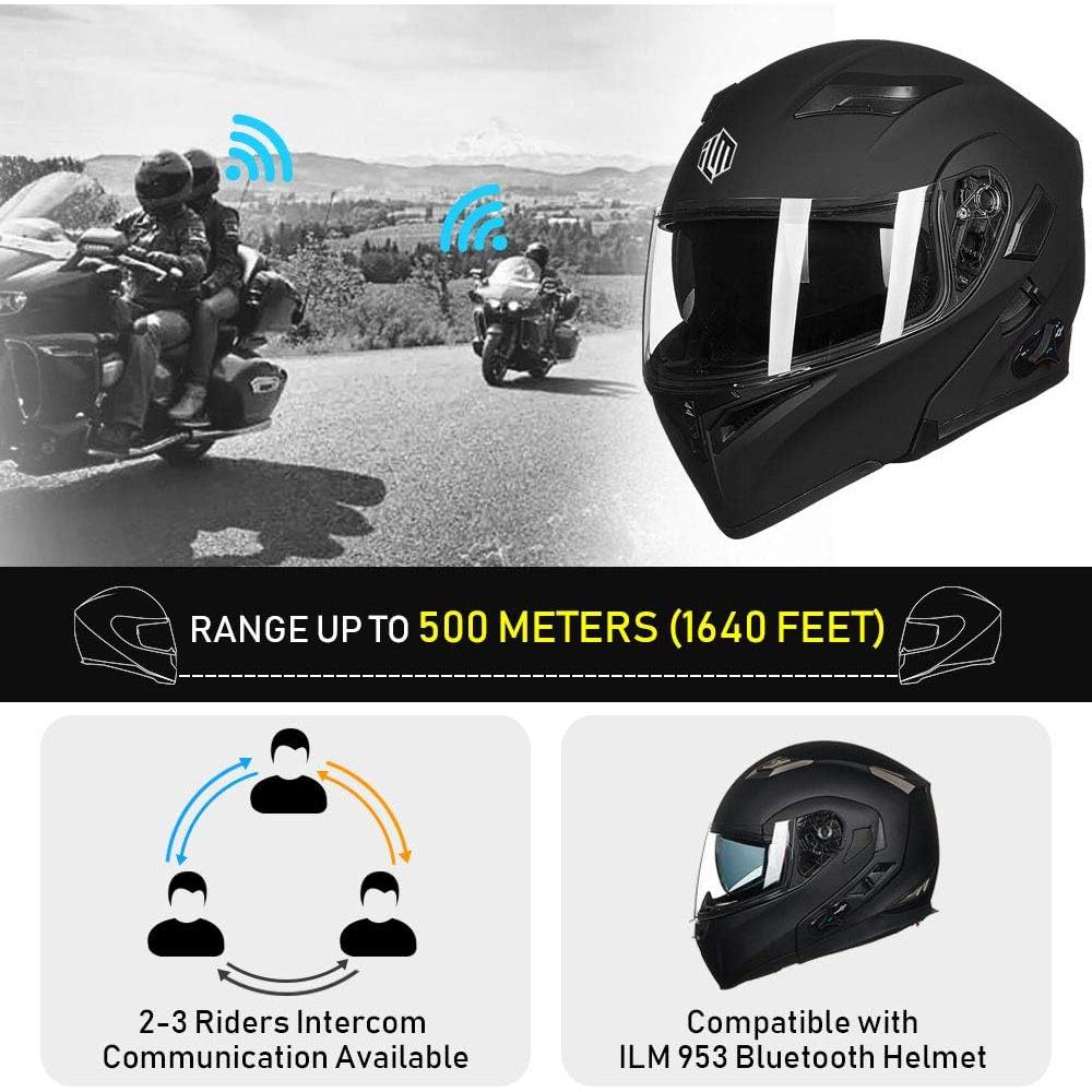 Casco de Motocicleta Bluetooth ILM 902BT Negro Mate Grande