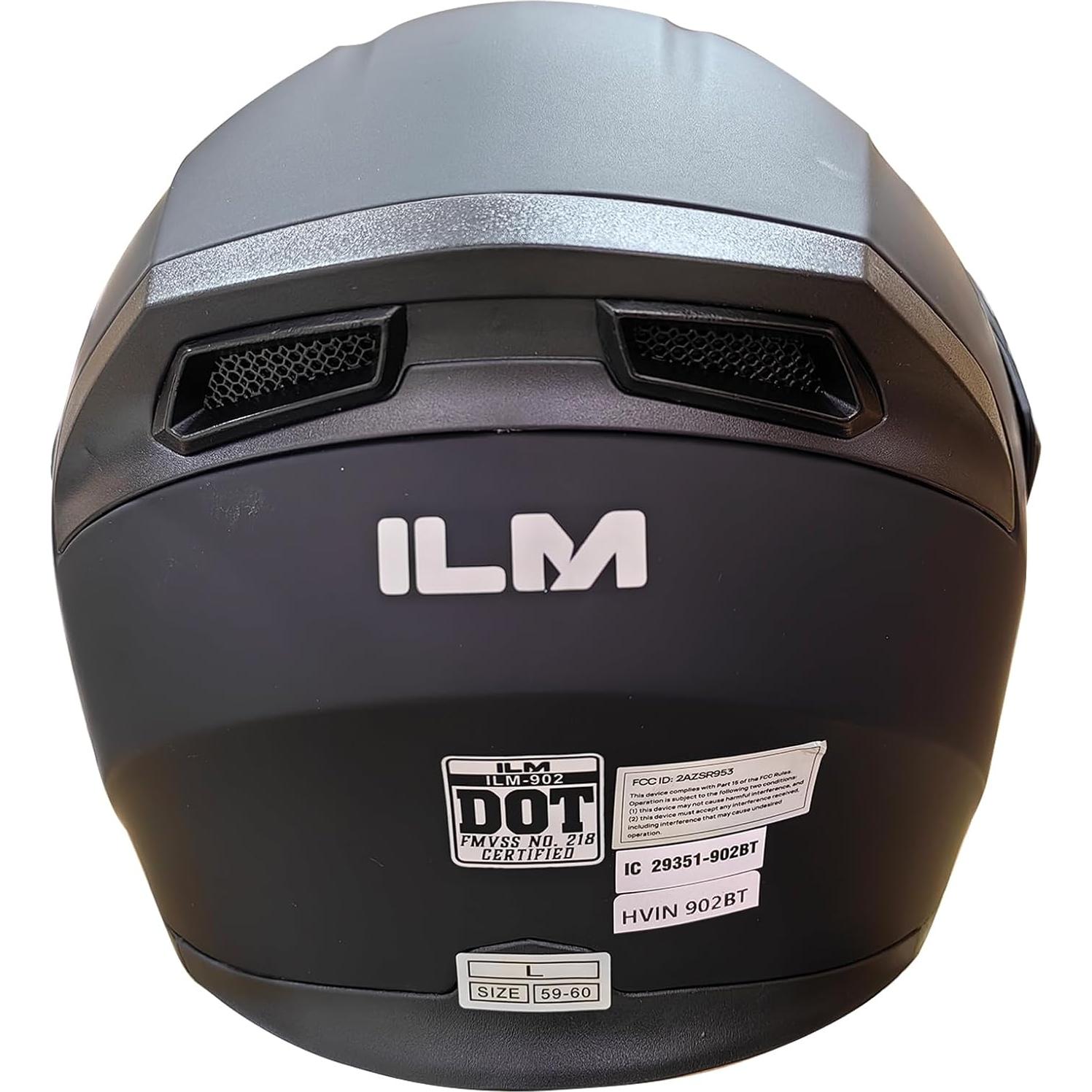 Casco de Motocicleta Bluetooth ILM 902BT Negro Mate Grande