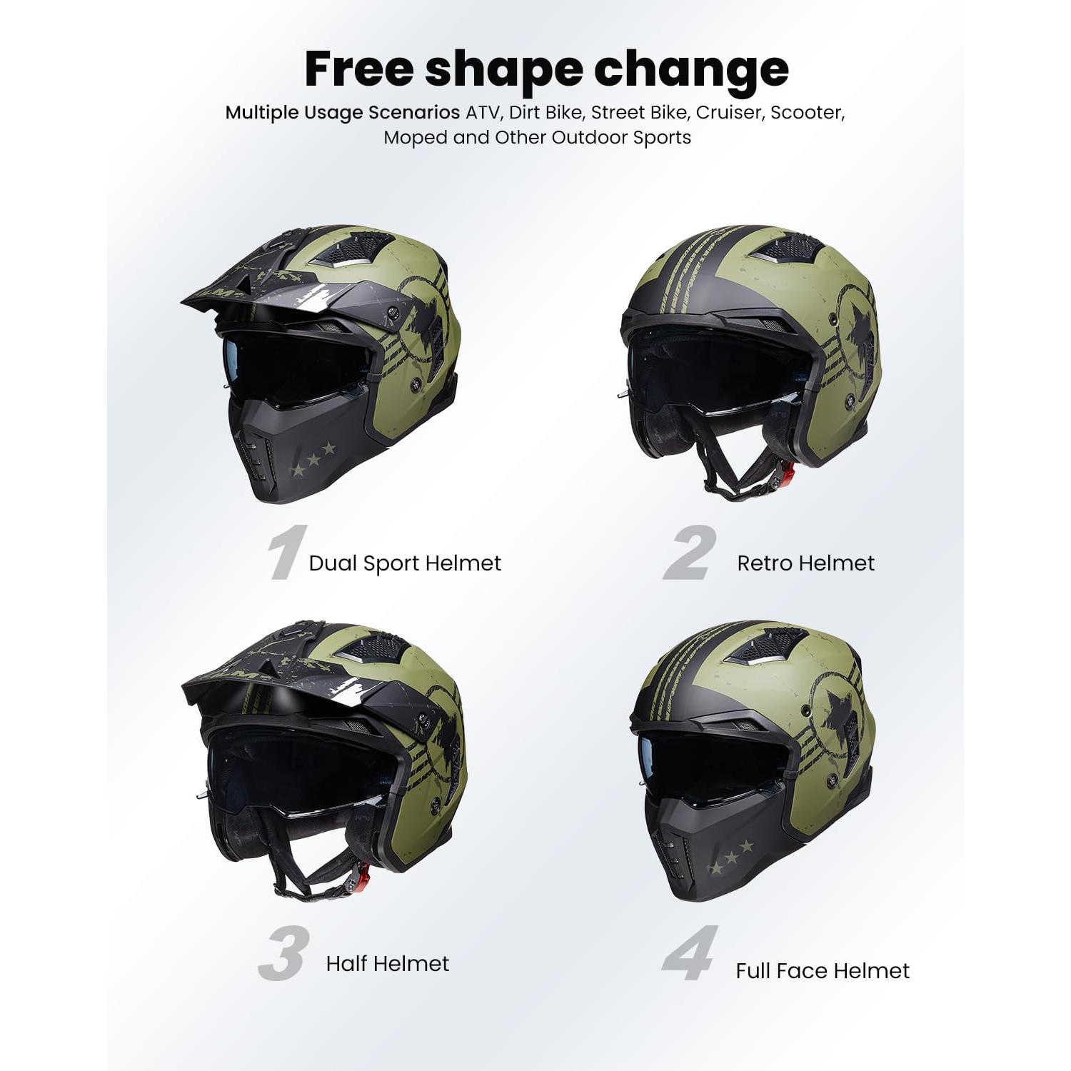 Casco Abierto ILM Z302 Retro Vintage Verde Militar XX-Large