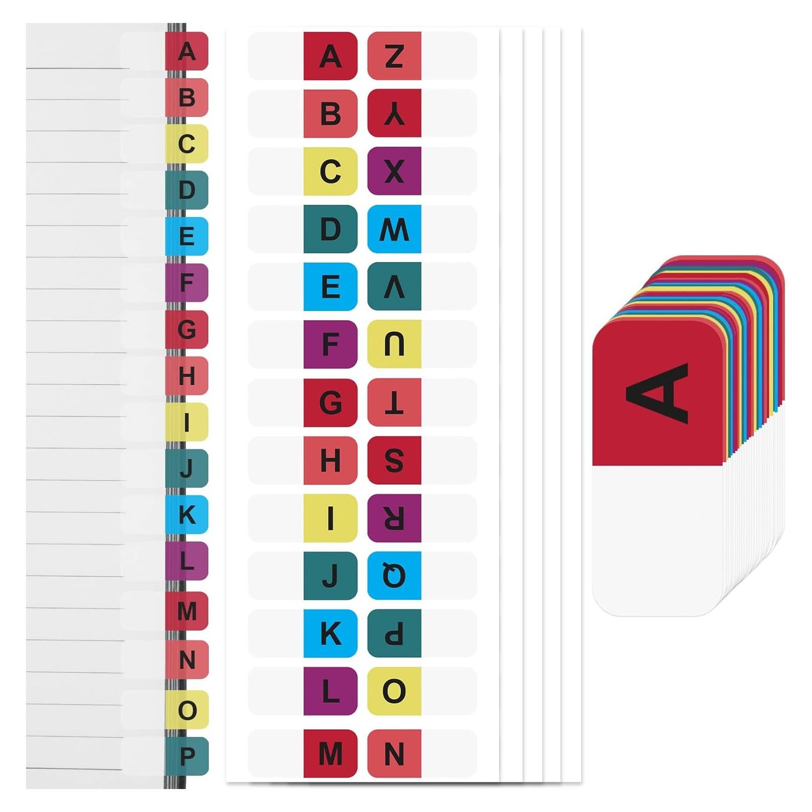 Etiquetas Alfabéticas Coloridas OIIKI 728pcs A-Z 28 Hojas