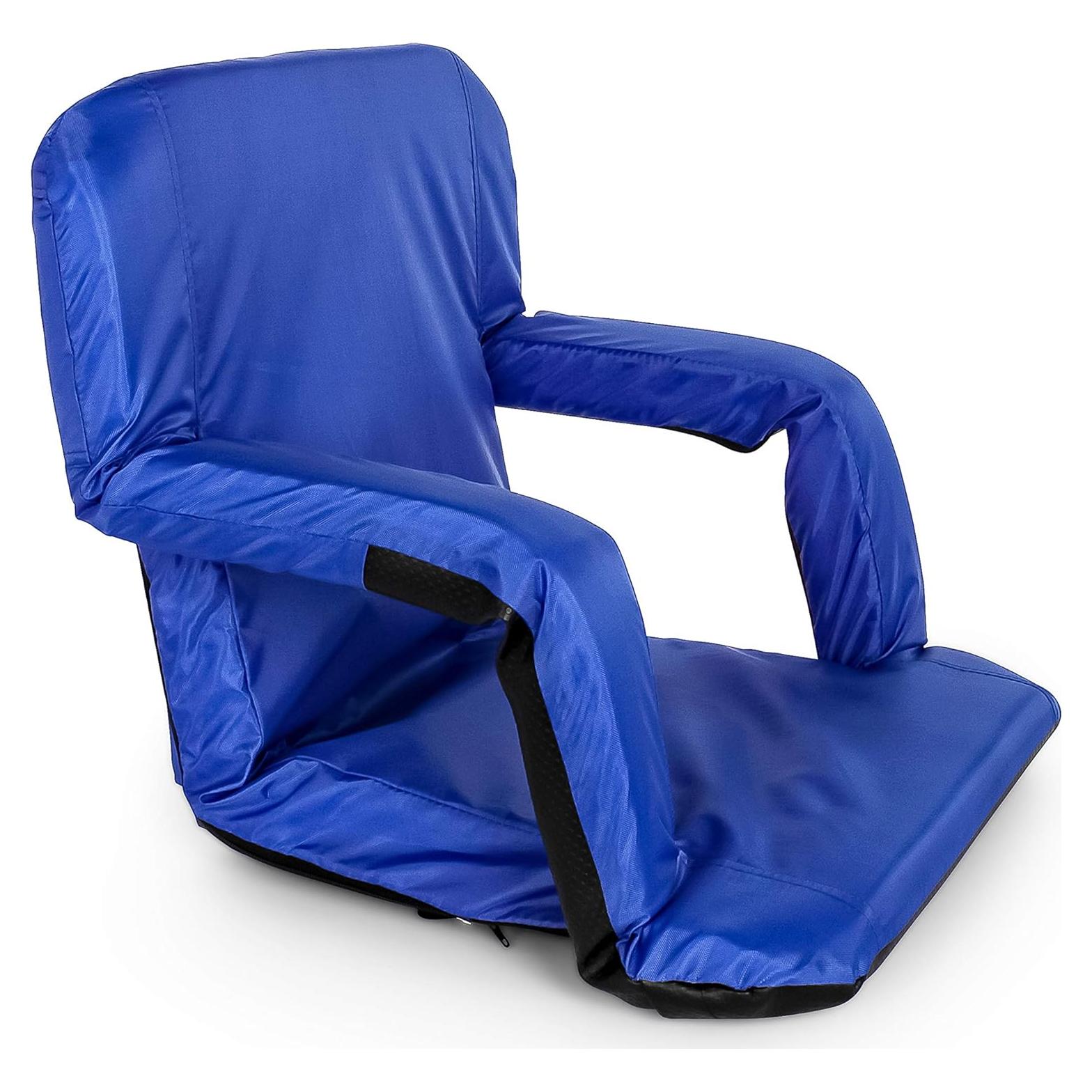 Asiento de Estadio Portátil Camco Azul | Cojín Acolchado y Reposabrazos