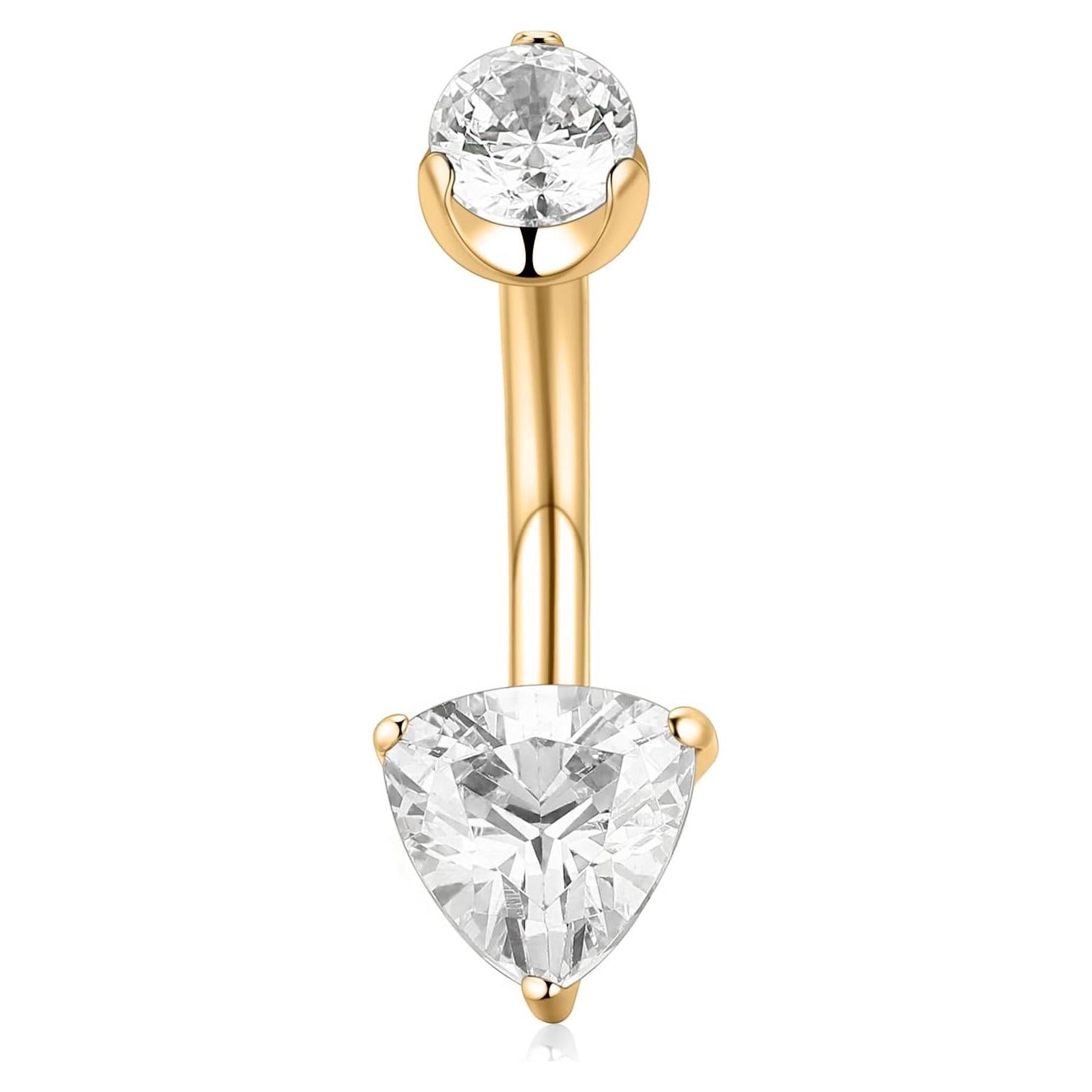 Anillo de Ombligo FUNLMO Titanio G23 14G Dorado con Circonita