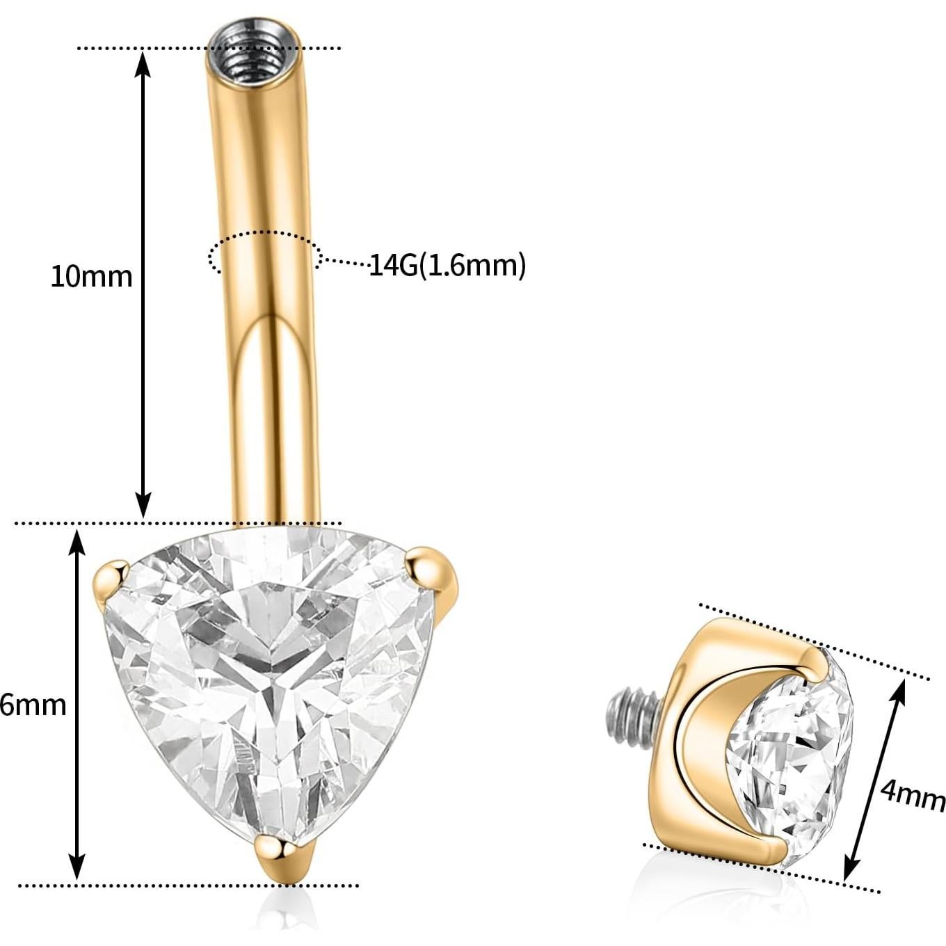 Anillo de Ombligo FUNLMO Titanio G23 14G Dorado con Circonita
